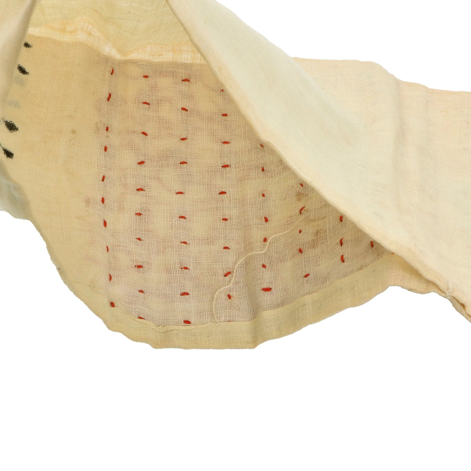 Original Japanese WWII Senninbari 1000 Stitch Belt with Stitched Coin & 'Hidden' Construction - 46 ½ x 6' — image 5