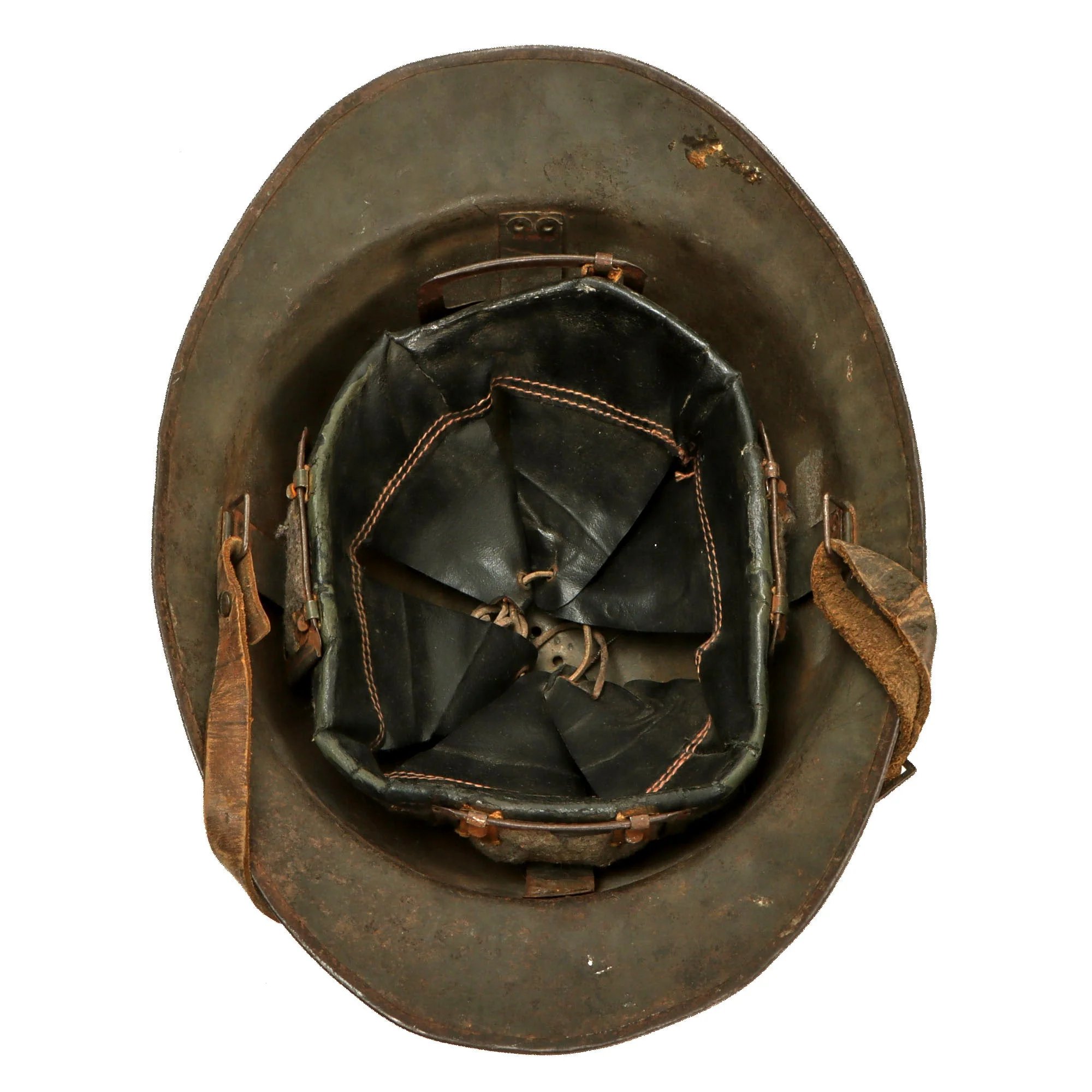Original French WWII North African 7th Zouave M26 Adrian Helmet - Full Liner & Chinstrap - Extremely Large Size — image 10