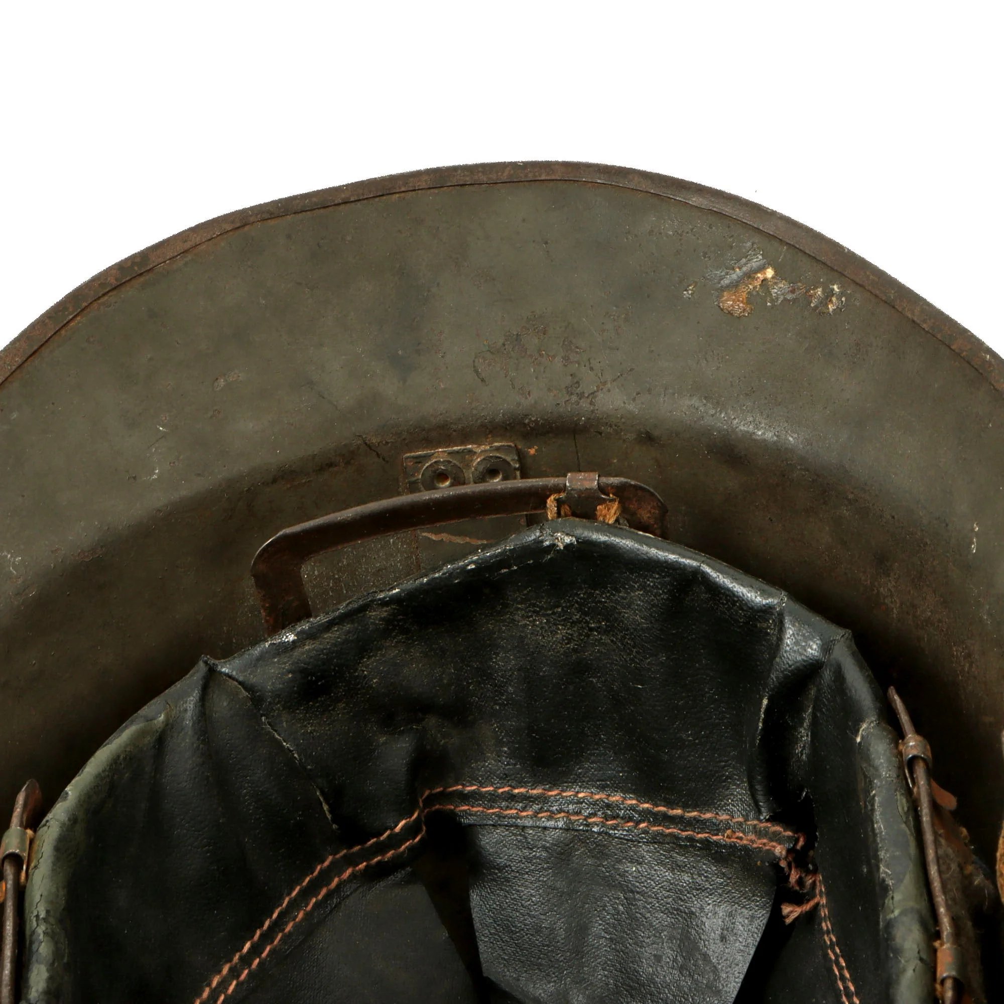 Original French WWII North African 7th Zouave M26 Adrian Helmet - Full Liner & Chinstrap - Extremely Large Size — image 11