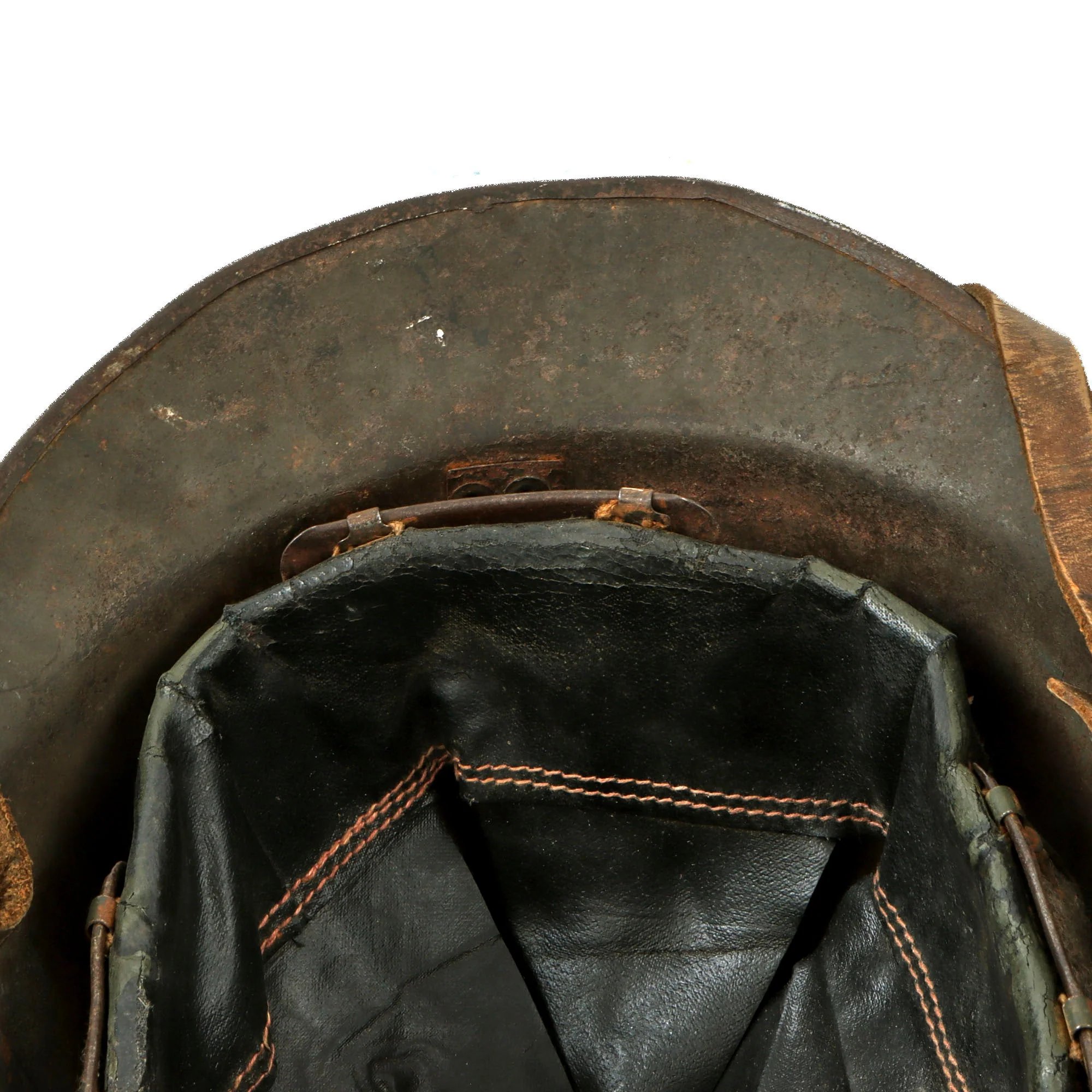Original French WWII North African 7th Zouave M26 Adrian Helmet - Full Liner & Chinstrap - Extremely Large Size — image 13