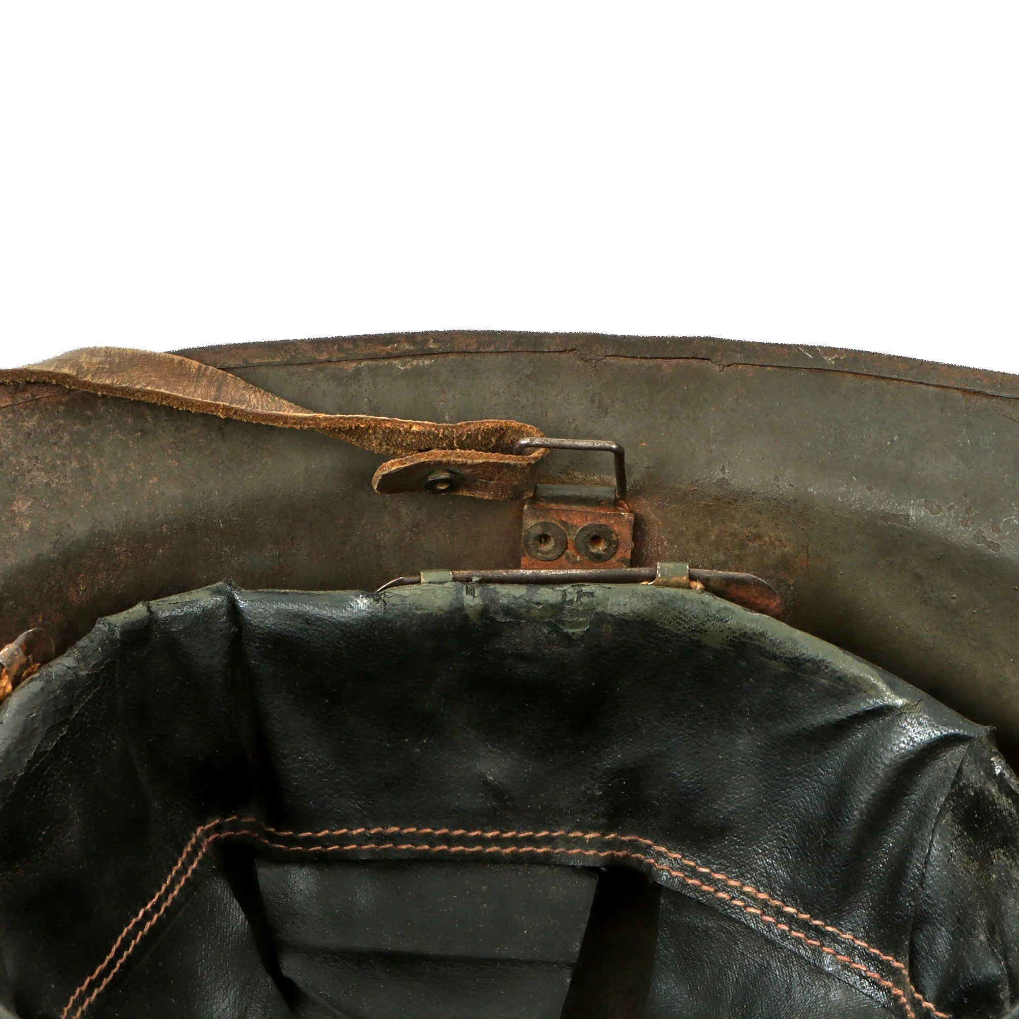 Original French WWII North African 7th Zouave M26 Adrian Helmet - Full Liner & Chinstrap - Extremely Large Size — image 14