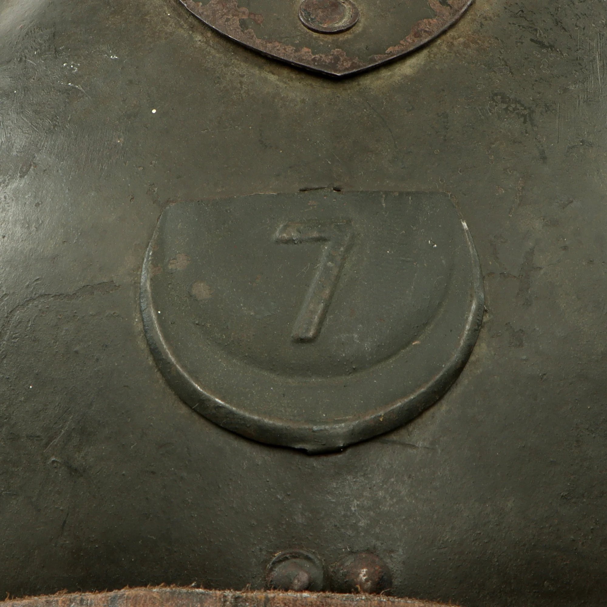 Original French WWII North African 7th Zouave M26 Adrian Helmet - Full Liner & Chinstrap - Extremely Large Size — image 3