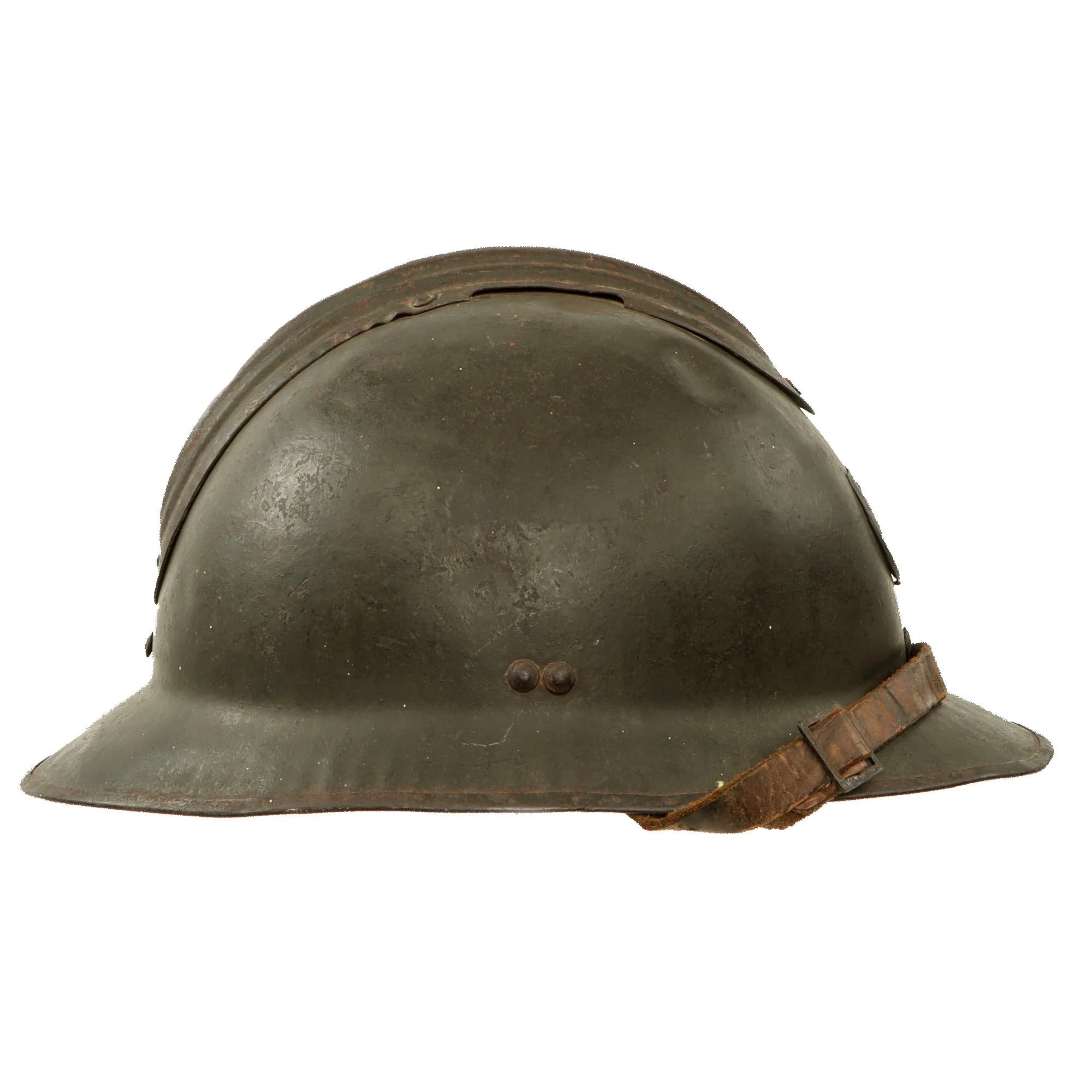Original French WWII North African 7th Zouave M26 Adrian Helmet - Full Liner & Chinstrap - Extremely Large Size — image 5