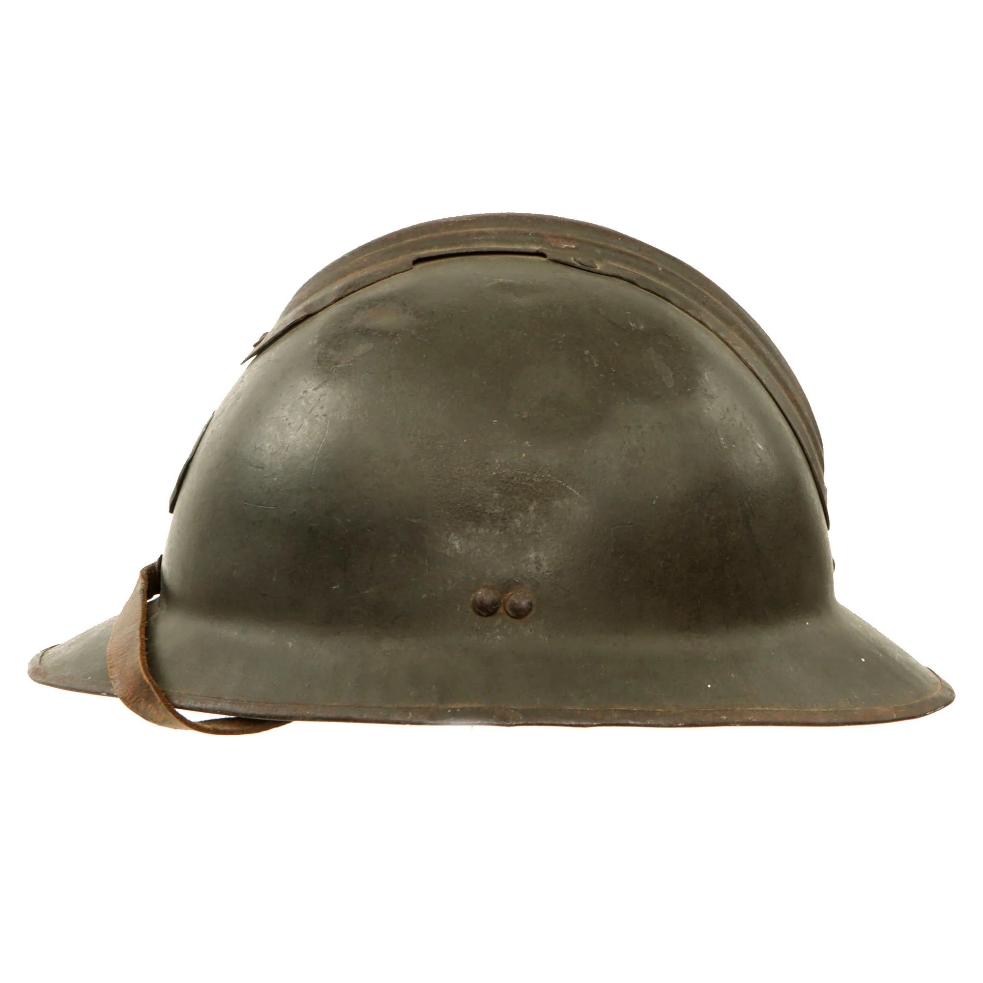 Original French WWII North African 7th Zouave M26 Adrian Helmet - Full Liner & Chinstrap - Extremely Large Size — image 7