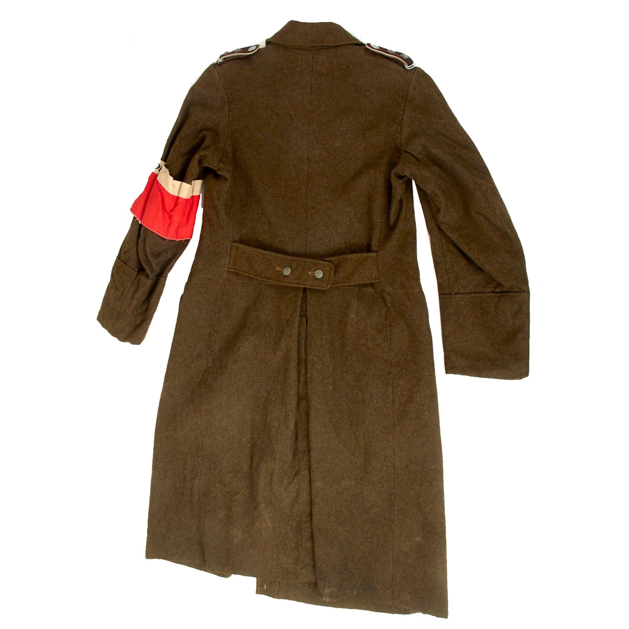 Original German WWII Organisation Todt OT-Obertruppführer NCO Earth Brown Wool Greatcoat with Armband — image 14