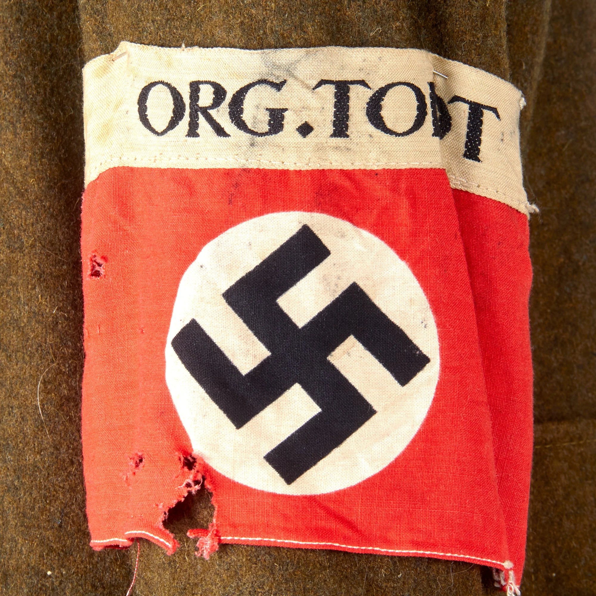 Original German WWII Organisation Todt OT-Obertruppführer NCO Earth Brown Wool Greatcoat with Armband — image 5