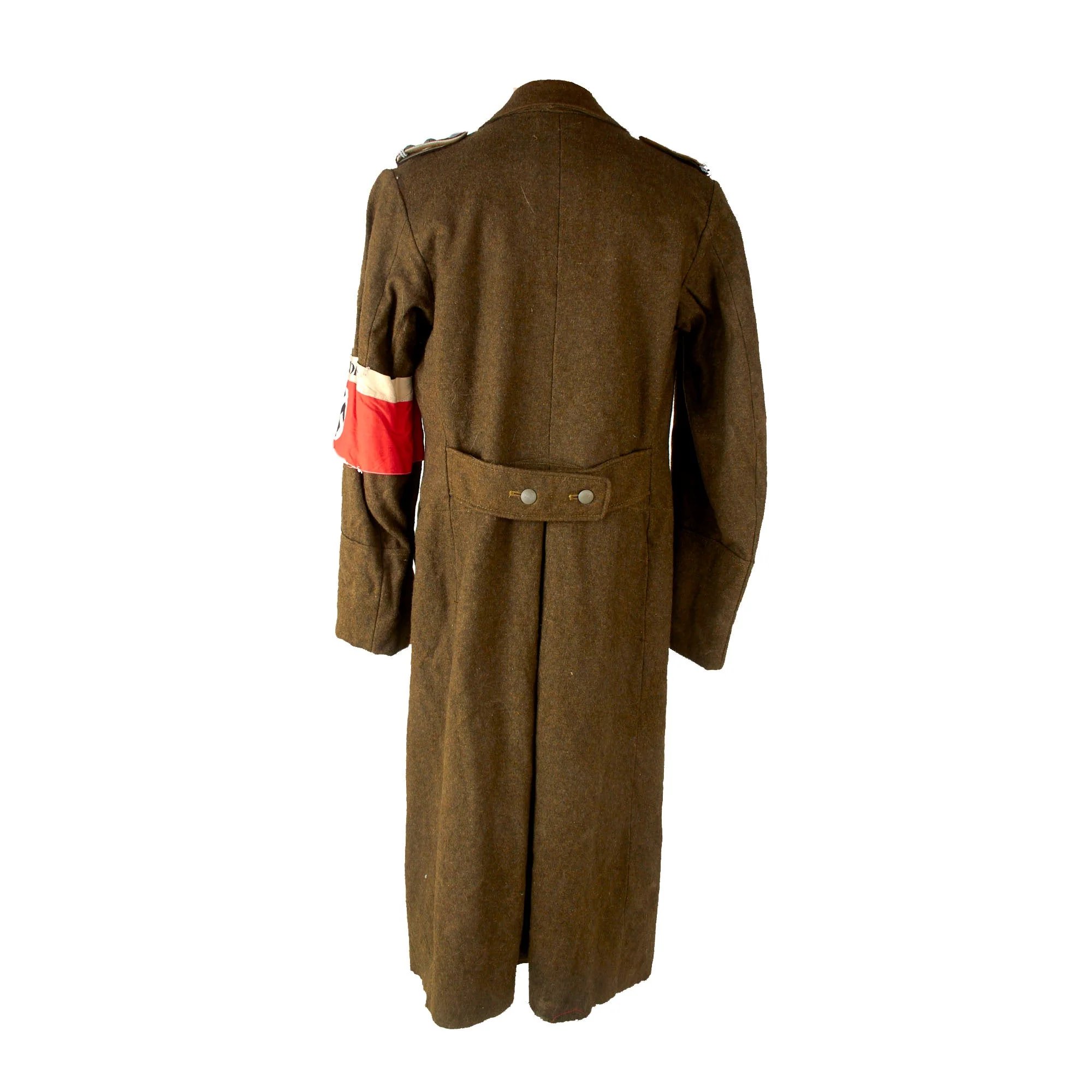 Original German WWII Organisation Todt OT-Obertruppführer NCO Earth Brown Wool Greatcoat with Armband — image 8