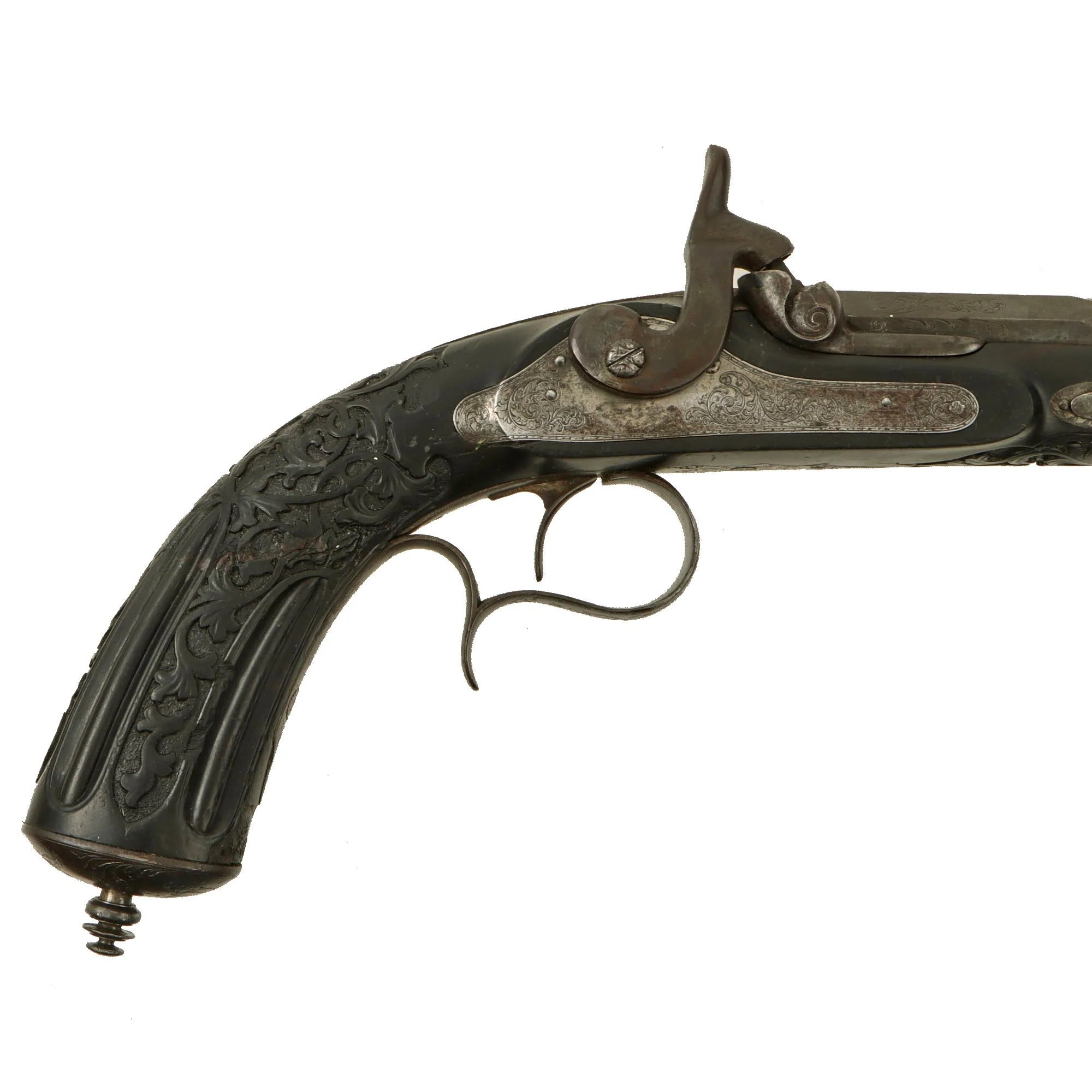 Original French Made Matched Pair of Upmarket Rifled Percussion 'Dueling' Pistols Retailed by Canfield Bros. Baltimore with Carved Stocks - Circa 1850 — image 13