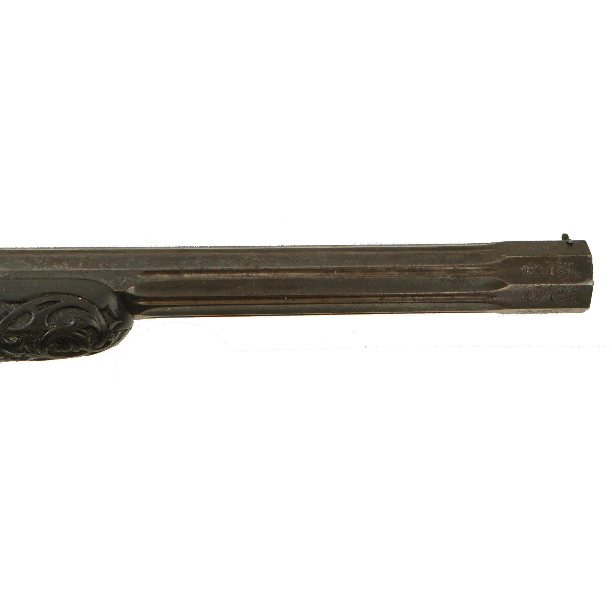 Original French Made Matched Pair of Upmarket Rifled Percussion 'Dueling' Pistols Retailed by Canfield Bros. Baltimore with Carved Stocks - Circa 1850 — image 14