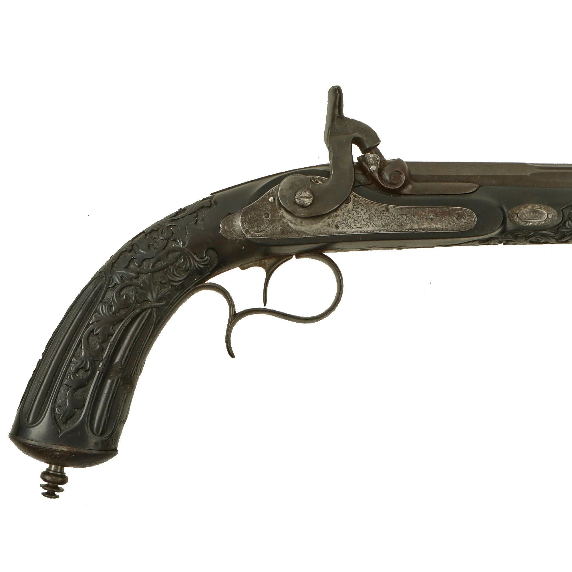 Original French Made Matched Pair of Upmarket Rifled Percussion 'Dueling' Pistols Retailed by Canfield Bros. Baltimore with Carved Stocks - Circa 1850 — image 25