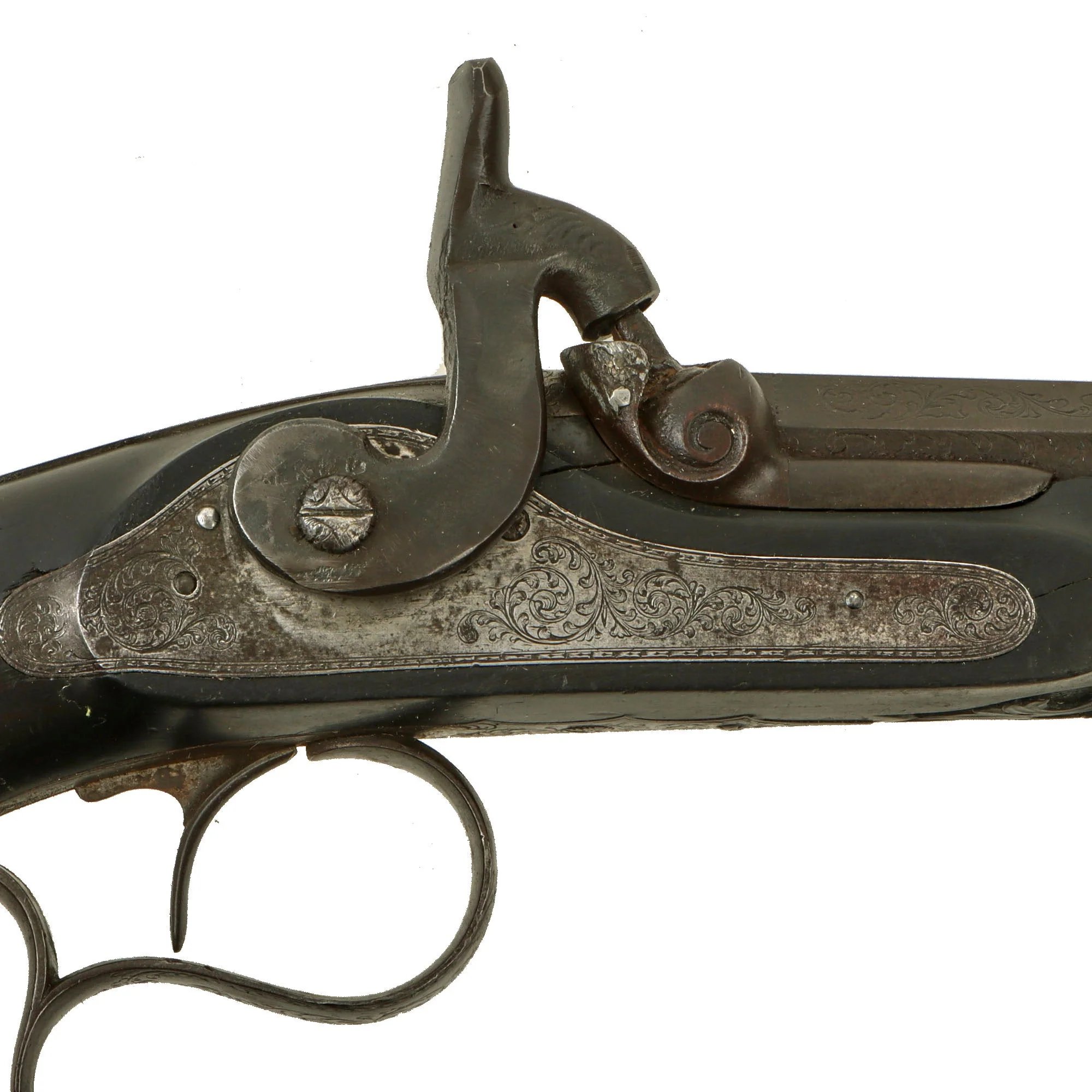 Original French Made Matched Pair of Upmarket Rifled Percussion 'Dueling' Pistols Retailed by Canfield Bros. Baltimore with Carved Stocks - Circa 1850 — image 26