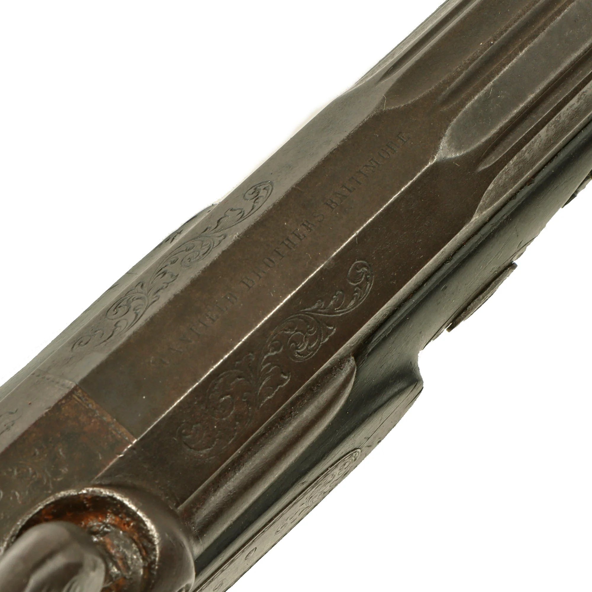 Original French Made Matched Pair of Upmarket Rifled Percussion 'Dueling' Pistols Retailed by Canfield Bros. Baltimore with Carved Stocks - Circa 1850 — image 32