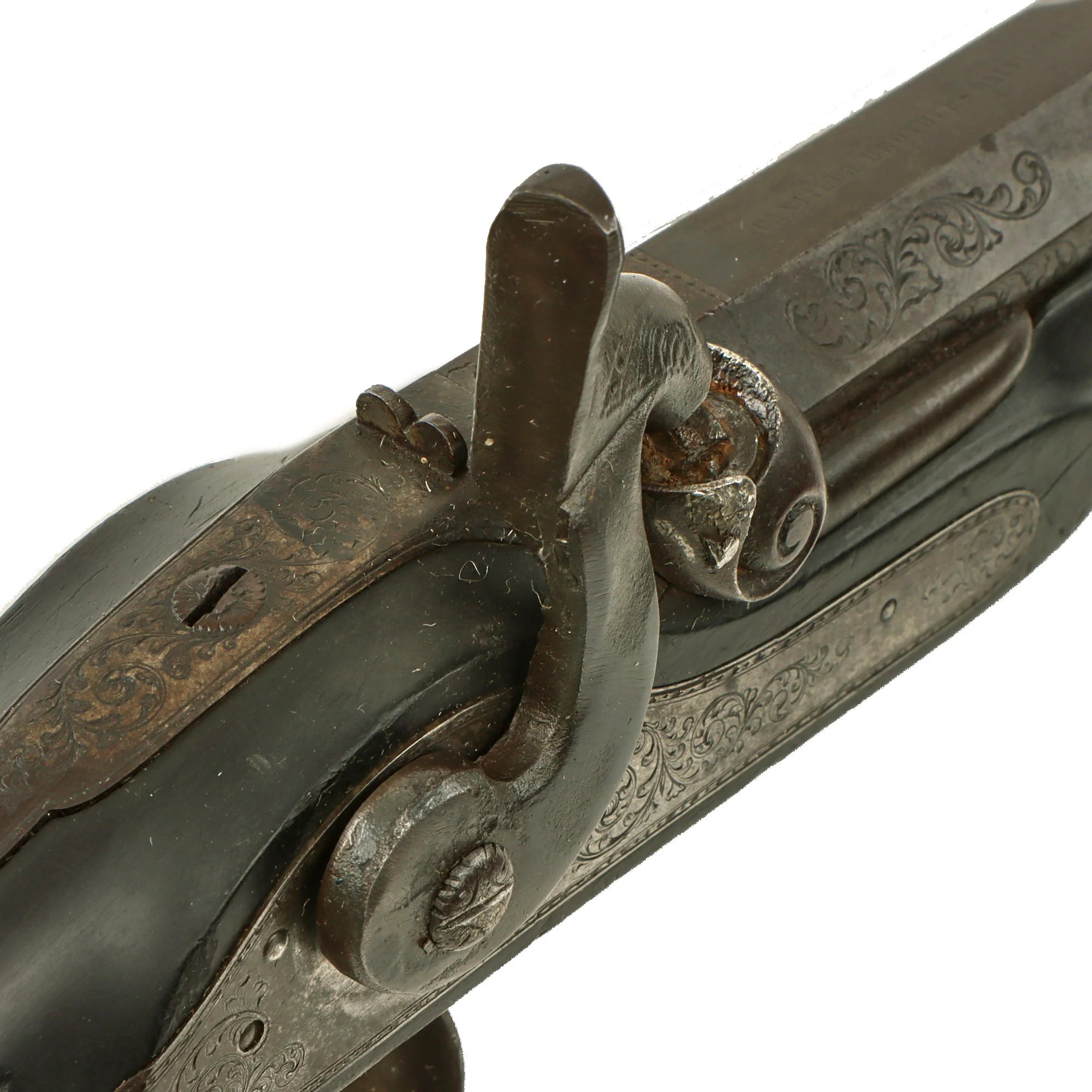 Original French Made Matched Pair of Upmarket Rifled Percussion 'Dueling' Pistols Retailed by Canfield Bros. Baltimore with Carved Stocks - Circa 1850 — image 33