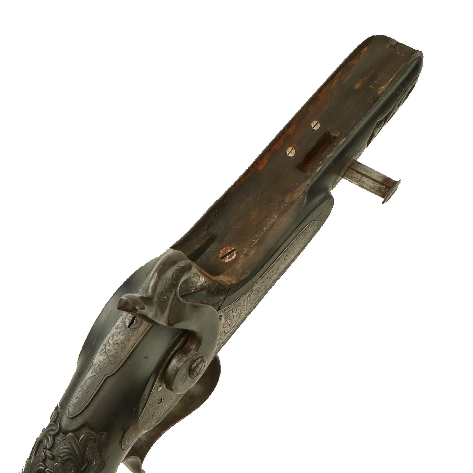 Original French Made Matched Pair of Upmarket Rifled Percussion 'Dueling' Pistols Retailed by Canfield Bros. Baltimore with Carved Stocks - Circa 1850 — image 8