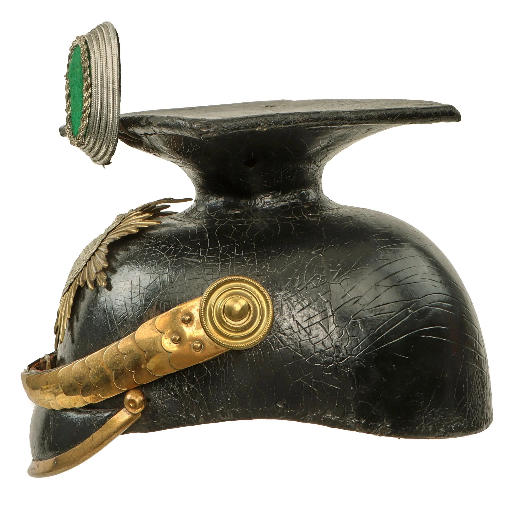 Original Imperial German Franco-Prussian War Era Saxon M1889 Uhlan Tschapka Officer's Helmet with Chinscales & Good Markings - Rare — image 12