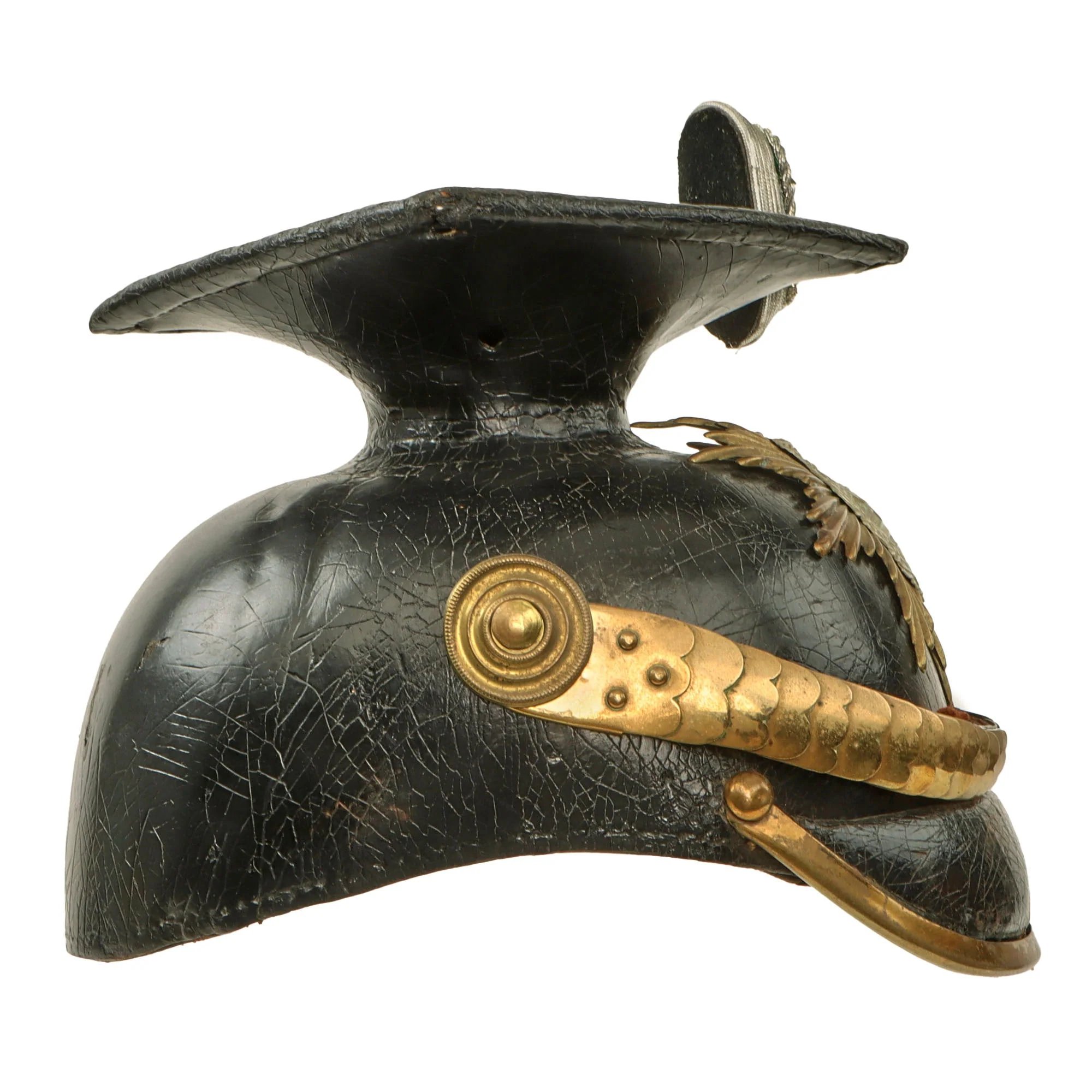 Original Imperial German Franco-Prussian War Era Saxon M1889 Uhlan Tschapka Officer's Helmet with Chinscales & Good Markings - Rare — image 4