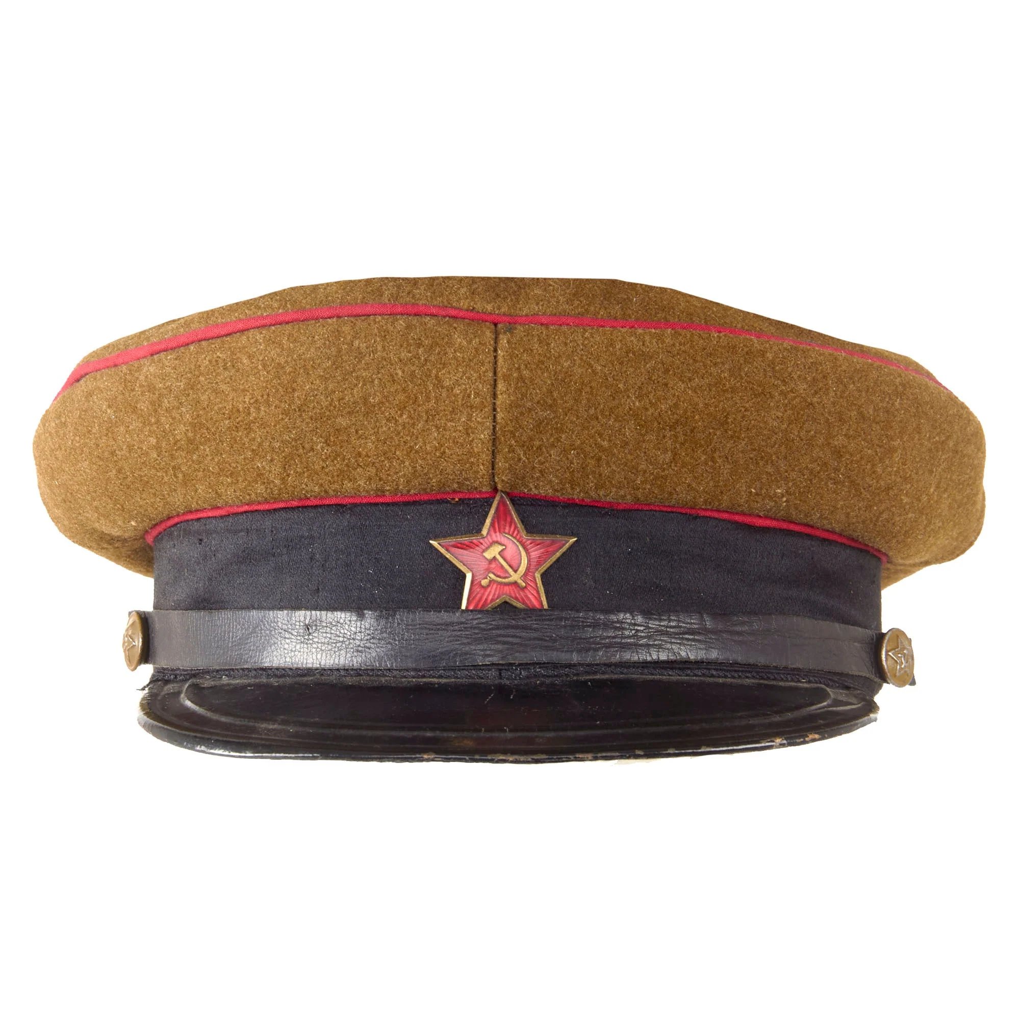 Original Soviet Russian WWII RKKA Artillery and Tank Officer Model 1935 M35 Hat — image 9