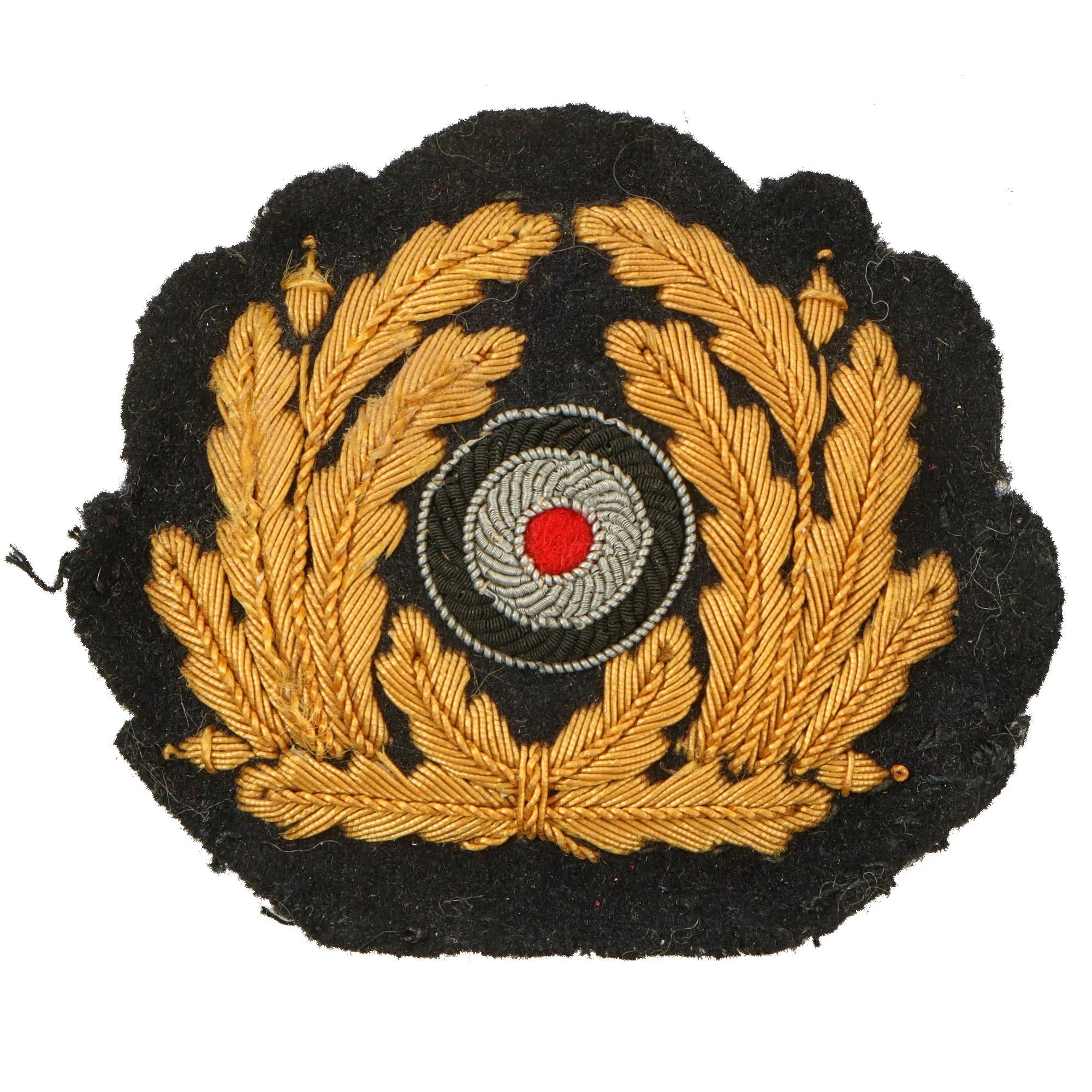Original German WWII Kriegsmarine Navy Hand Embroidered Visor Cap Insignia Set - Eagle & Wreathed Cockade — image 2