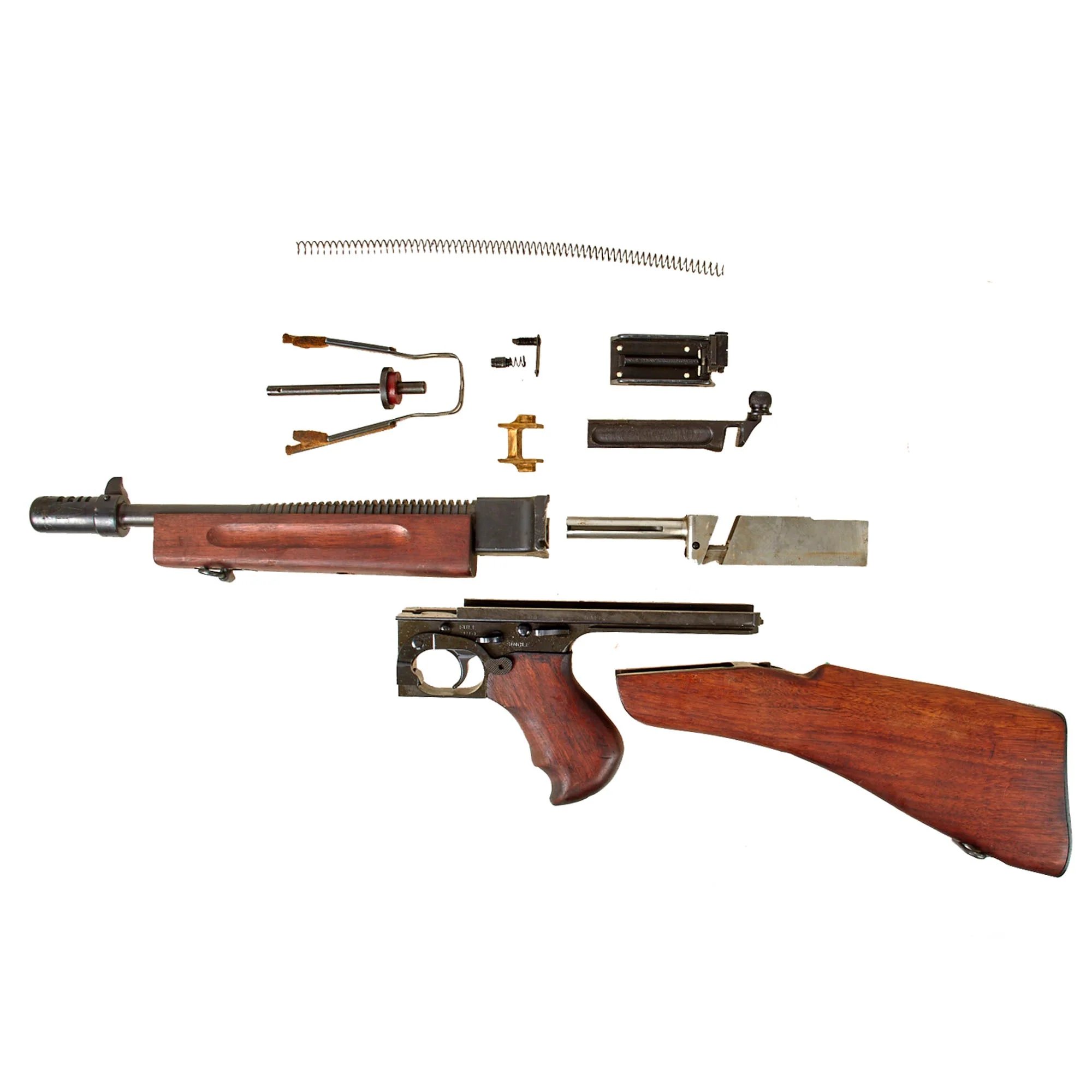 Original U.S. WWII Thompson M1928A1 SMG Complete Parts Set with Knurled Actuator and Lyman Adjustable Sight (No Receiver) — image 2