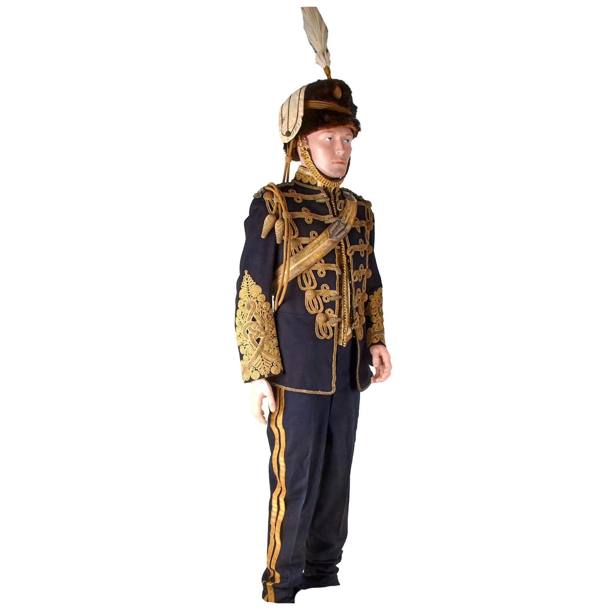 Original British Victorian 19th Royal Hussars (Queen Alexandra's Own) Major Officer's Busby & Full Dress Tunic Uniform Grouping with Sterling Silver Pouch Belt & Officer's Mess Waistcoat — image 10