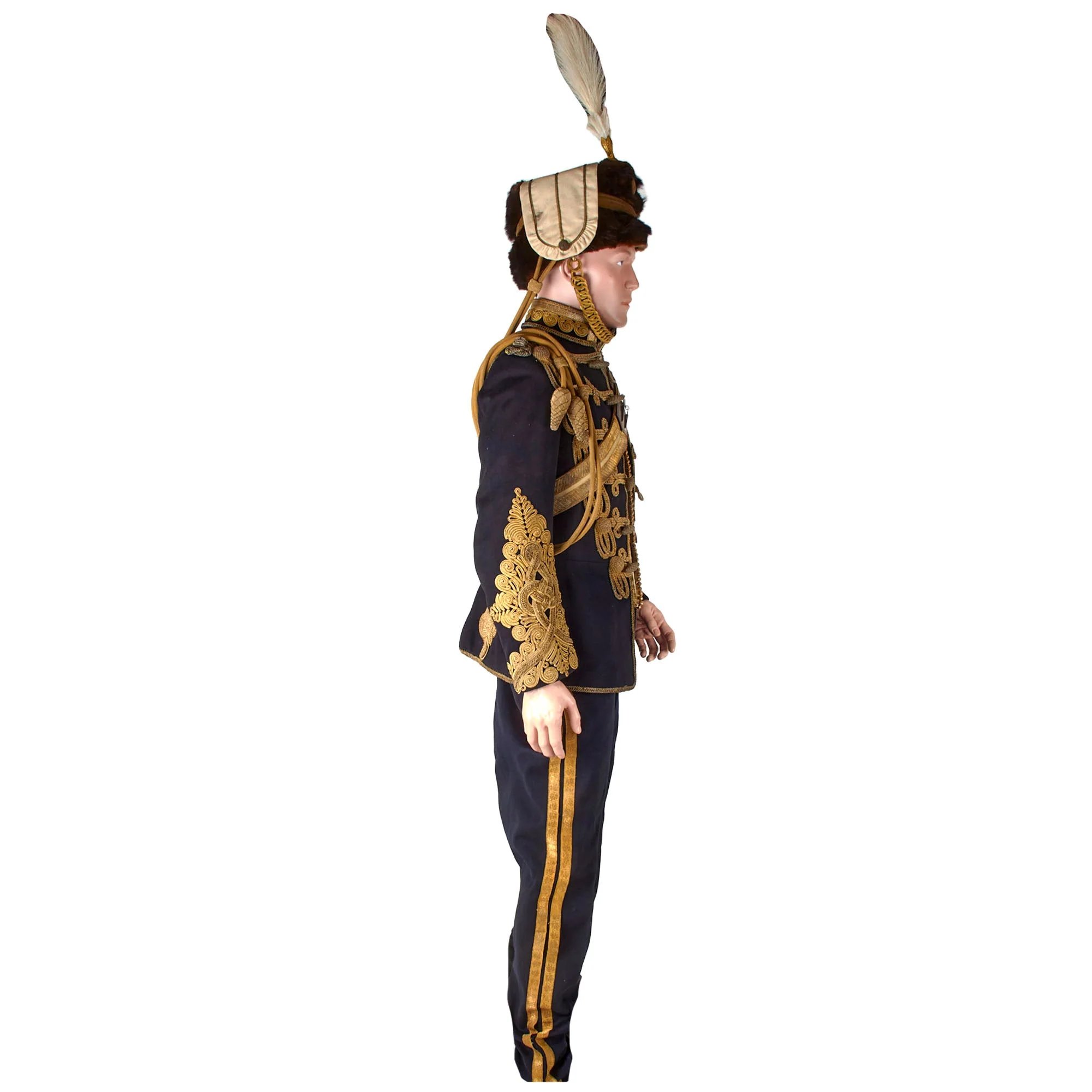 Original British Victorian 19th Royal Hussars (Queen Alexandra's Own) Major Officer's Busby & Full Dress Tunic Uniform Grouping with Sterling Silver Pouch Belt & Officer's Mess Waistcoat — image 12