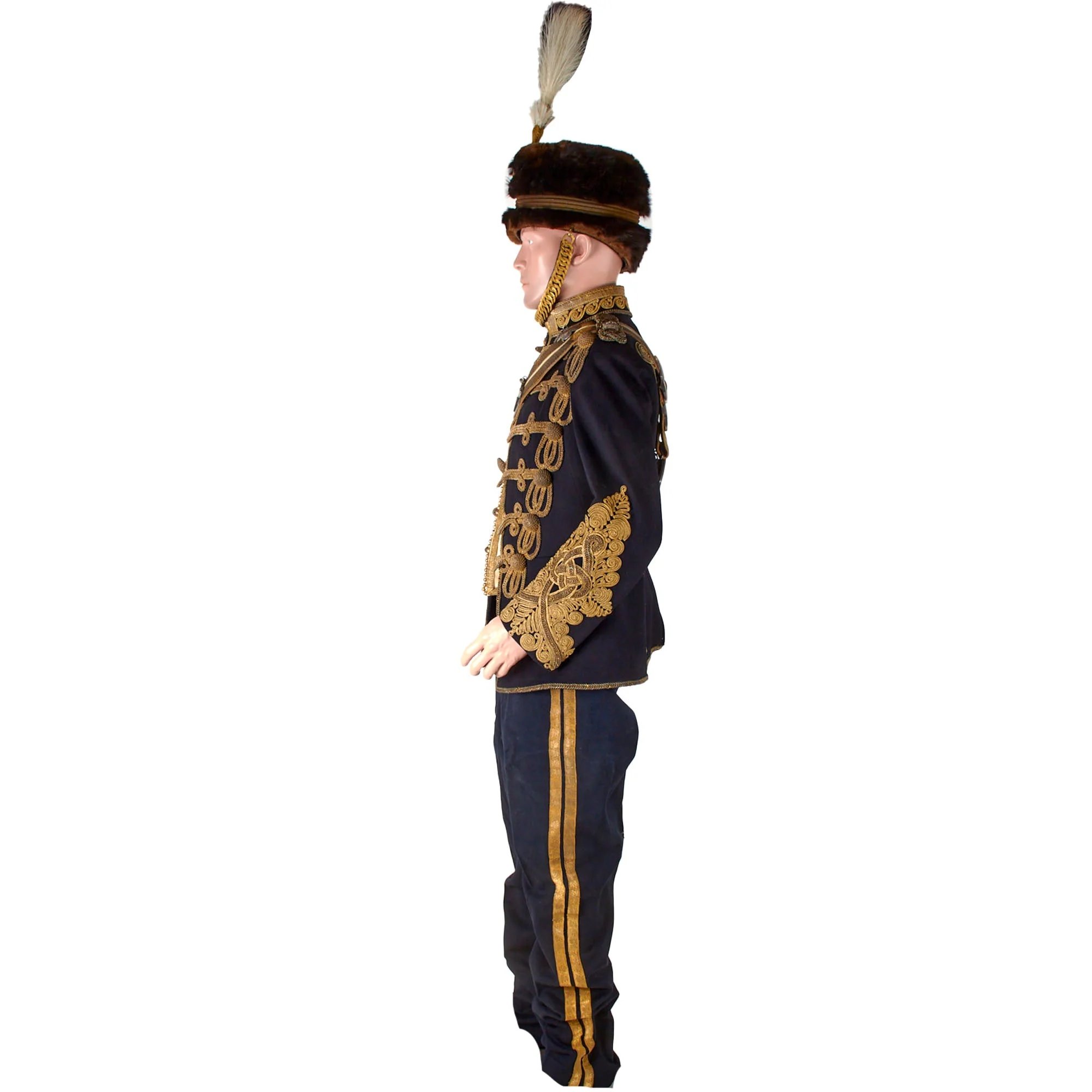 Original British Victorian 19th Royal Hussars (Queen Alexandra's Own) Major Officer's Busby & Full Dress Tunic Uniform Grouping with Sterling Silver Pouch Belt & Officer's Mess Waistcoat — image 13