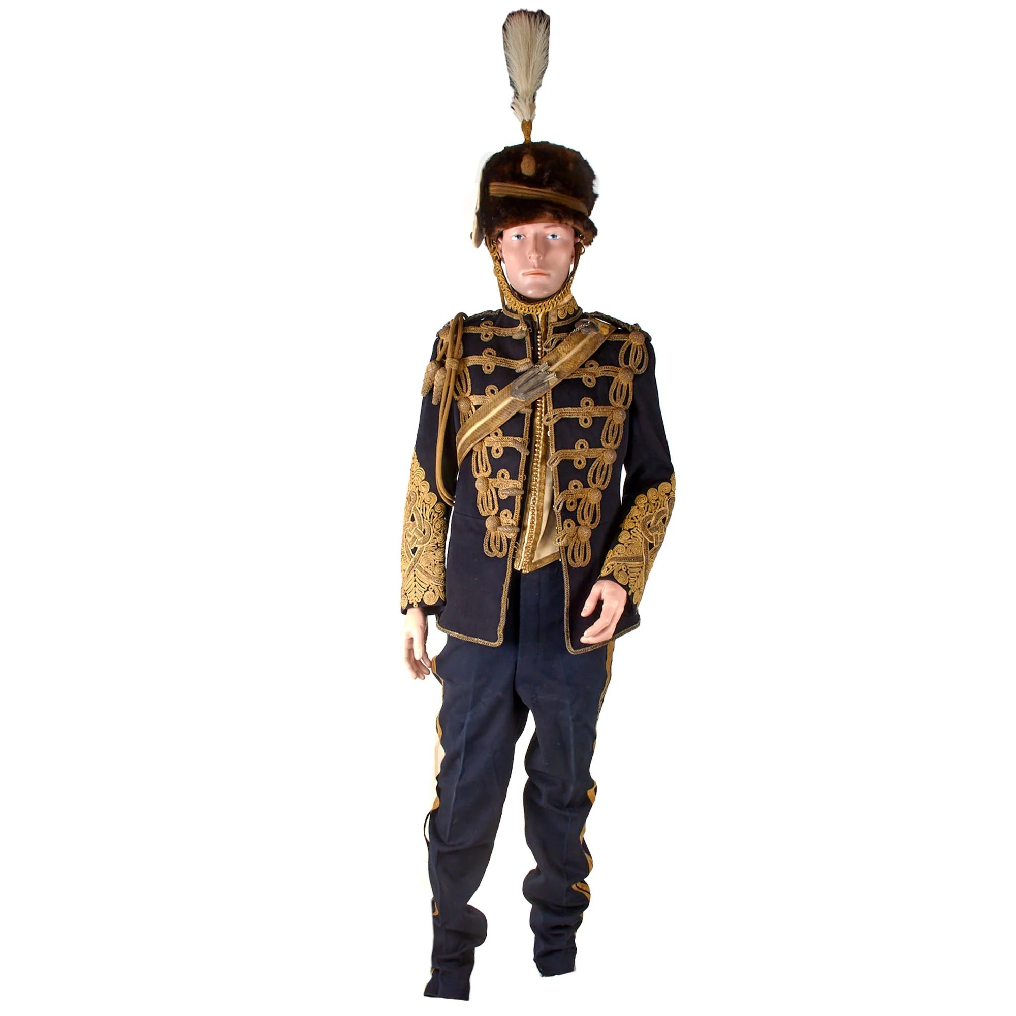 Original British Victorian 19th Royal Hussars (Queen Alexandra's Own) Major Officer's Busby & Full Dress Tunic Uniform Grouping with Sterling Silver Pouch Belt & Officer's Mess Waistcoat — image 7