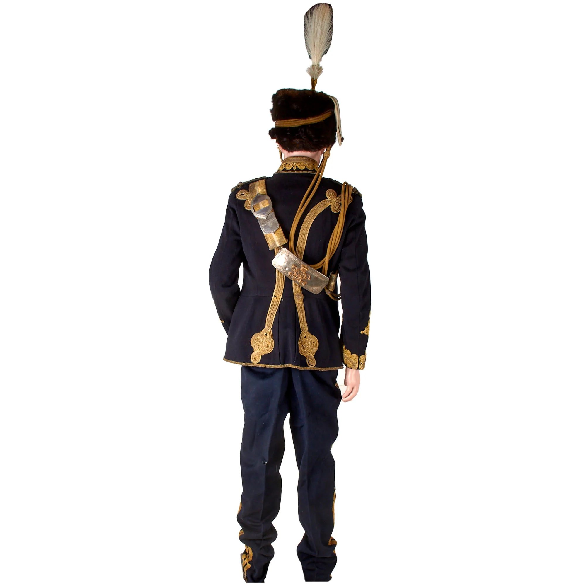 Original British Victorian 19th Royal Hussars (Queen Alexandra's Own) Major Officer's Busby & Full Dress Tunic Uniform Grouping with Sterling Silver Pouch Belt & Officer's Mess Waistcoat — image 8