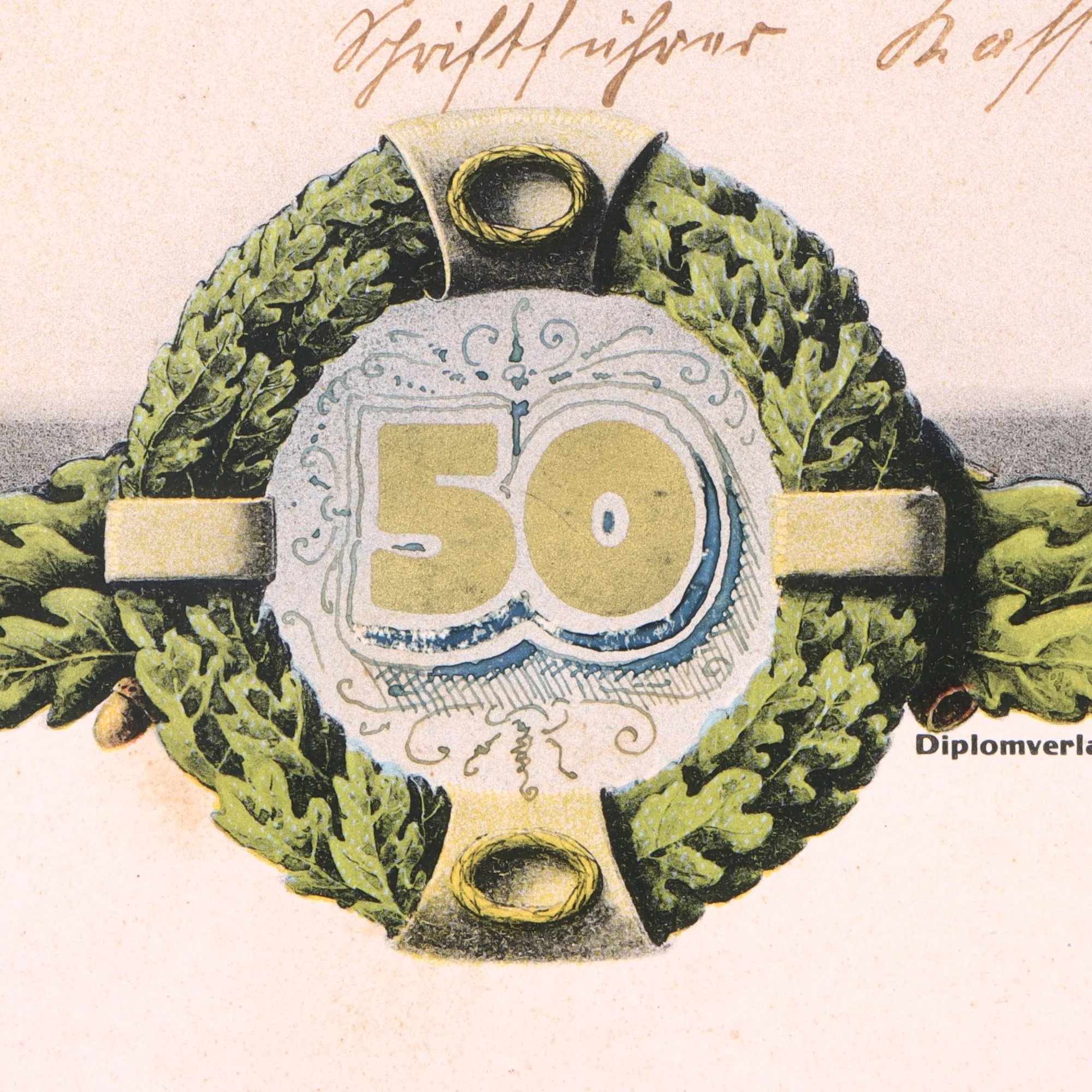 Original German Pre-WWII Berlstedt Veterans and Military Association 50th Anniversary Honor Certificate - Ernst Thriemers - 12 ⅝ x 19' — image 5