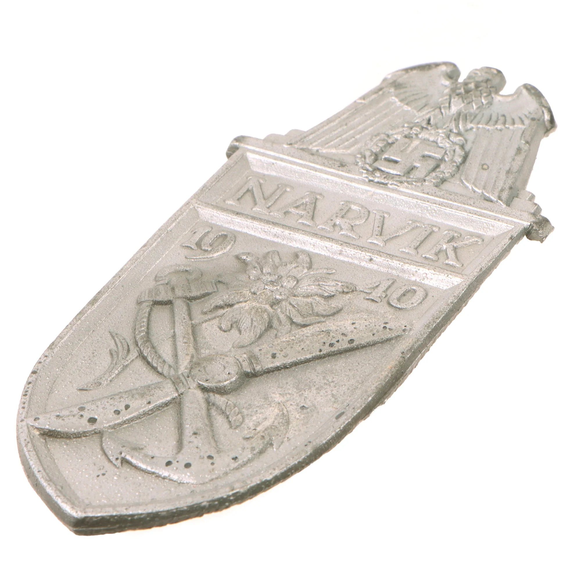 Original German WWII Heer and Luftwaffe Narvik Shield Award with Intact Prongs - Narvikschild — image 5