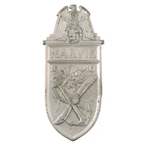 Original German WWII Heer and Luftwaffe Narvik Shield Award with …
