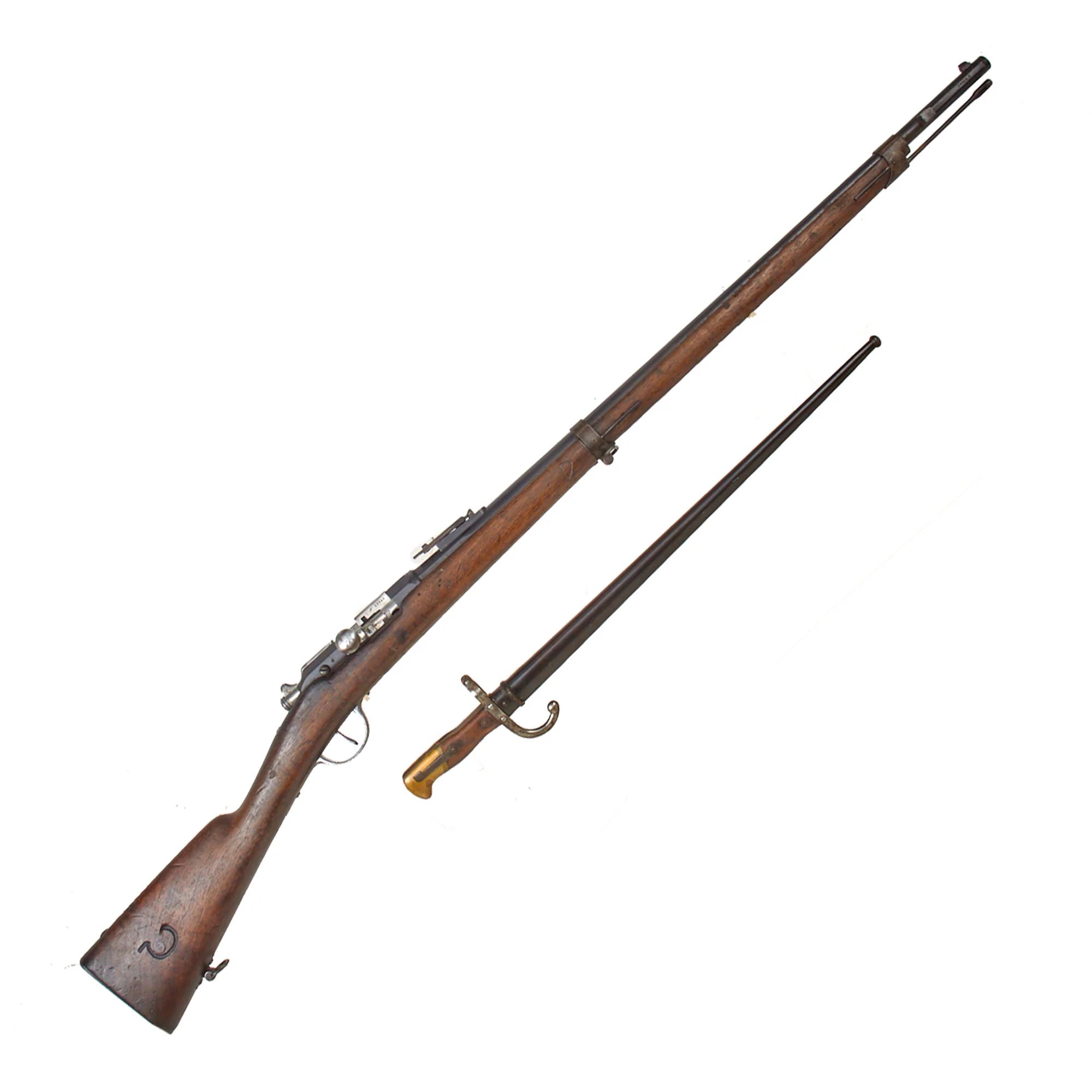 Original French Fusil Gras Modèle 1874 M80 Infantry Rifle by St. Etiénne Arsenal Serial G 28445 with Excellent Bore, Bayonet, and Scabbard - Dated 1875 — image 2