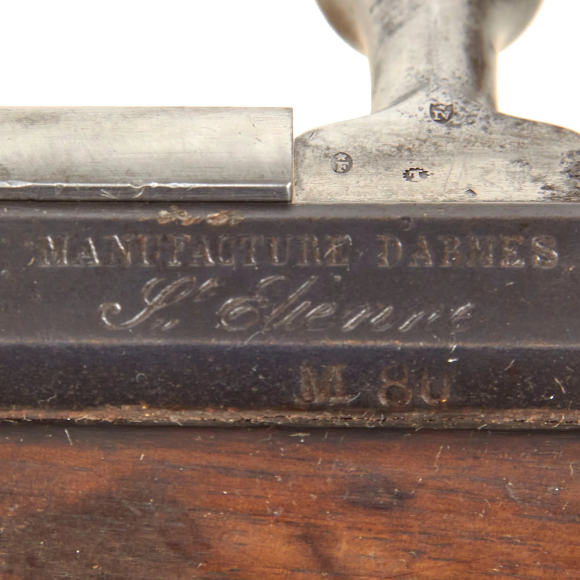 Original French Fusil Gras Modèle 1874 M80 Infantry Rifle by St. Etiénne Arsenal Serial G 28445 with Excellent Bore, Bayonet, and Scabbard - Dated 1875 — image 6