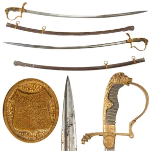 Original Imperial German Franco-Prussian War Era Damascus Lion's Head Officer's …