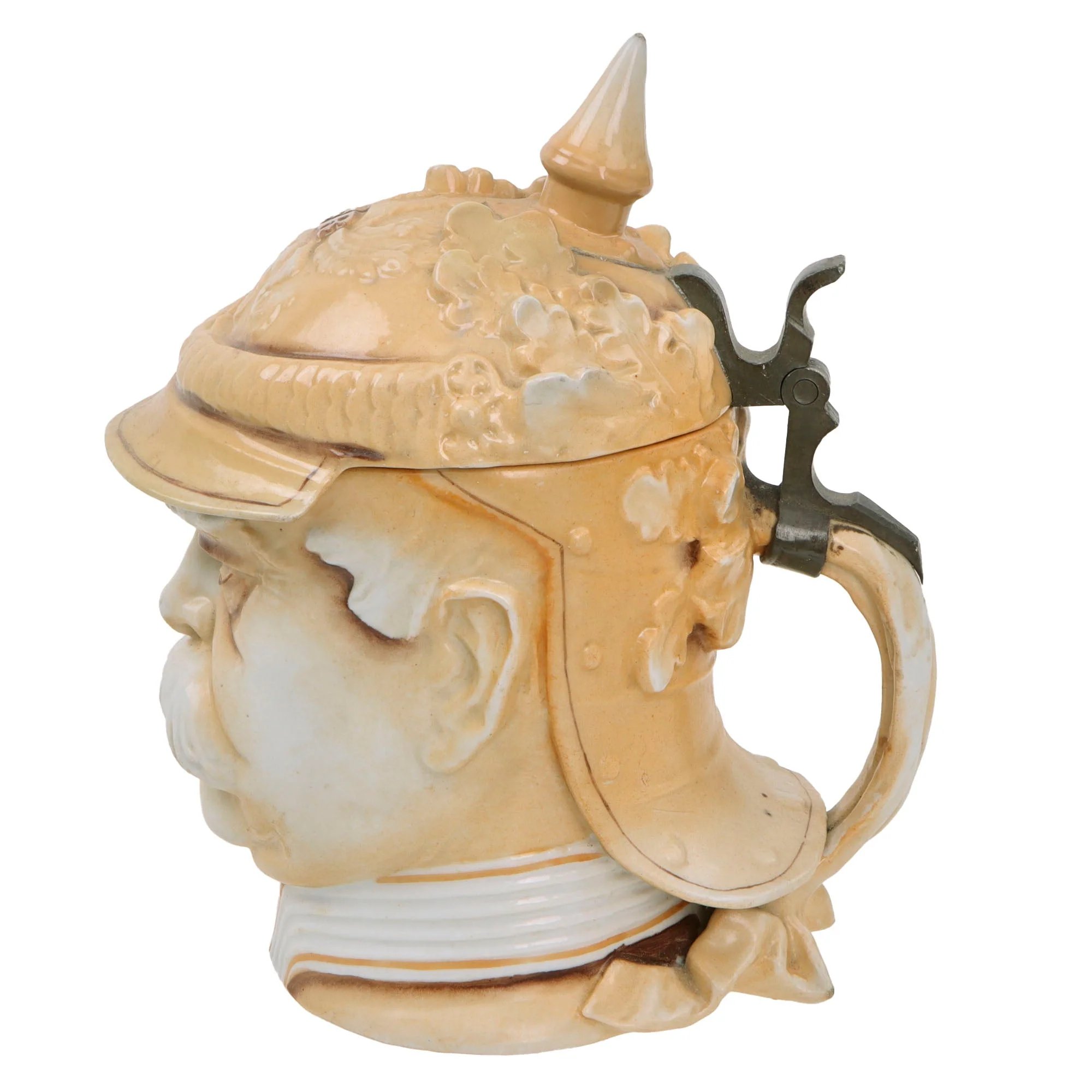 Original Imperial German WWI Era Portly Character Otto von Bismarck Stein with Hinged Lid by Musterschutz — image 4
