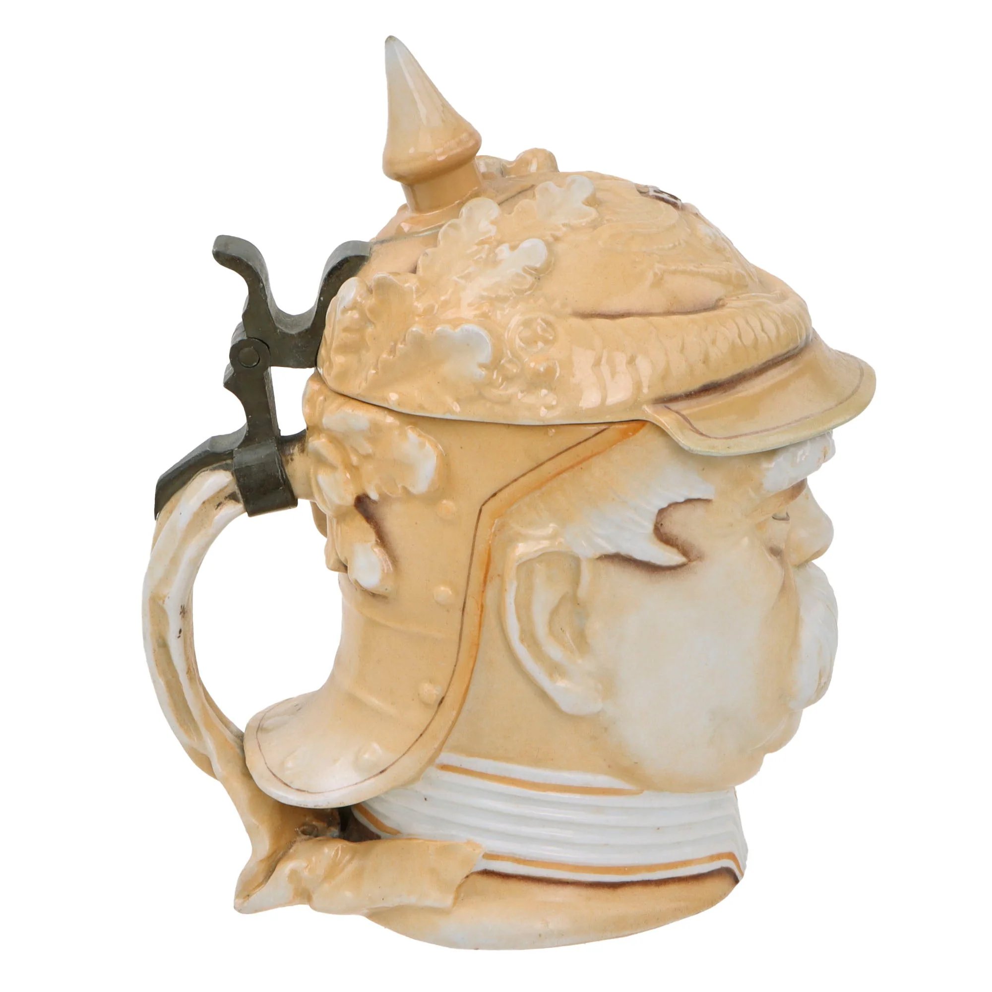 Original Imperial German WWI Era Portly Character Otto von Bismarck Stein with Hinged Lid by Musterschutz — image 8