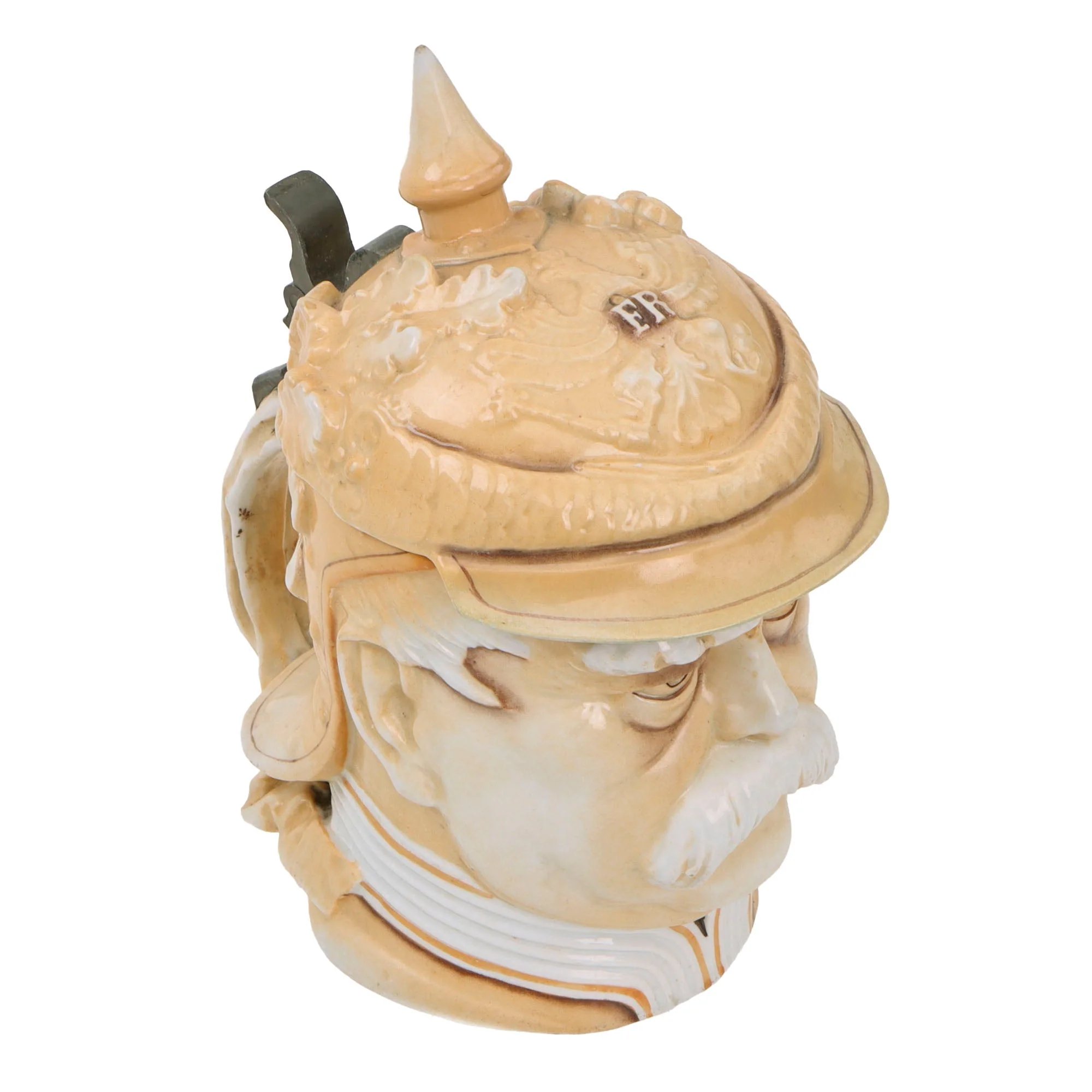 Original Imperial German WWI Era Portly Character Otto von Bismarck Stein with Hinged Lid by Musterschutz — image 9