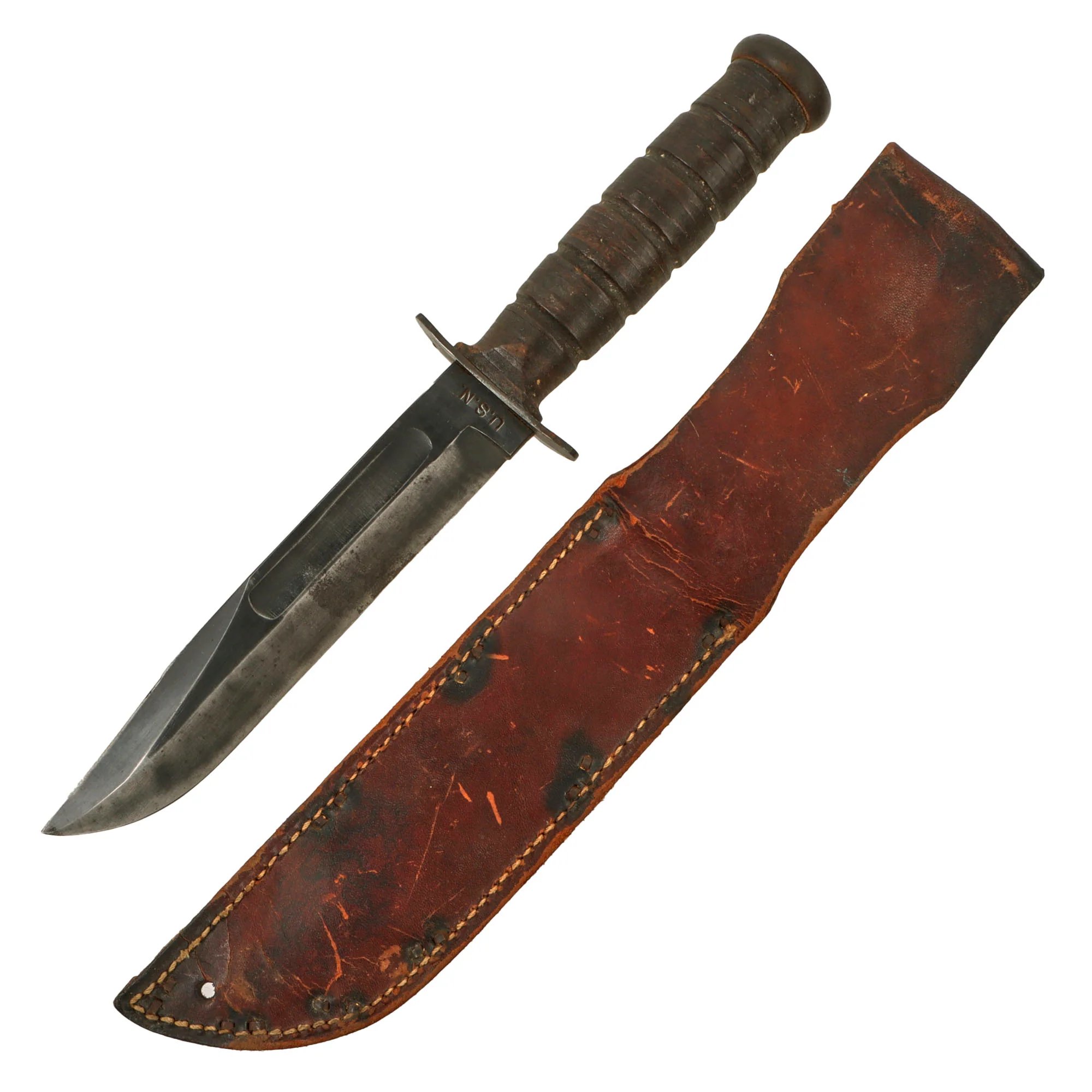 Original U.S. WWII USN Mark 2 KA-BAR Fighting Knife by CAMILLUS in Original Leather Sheath — image 3