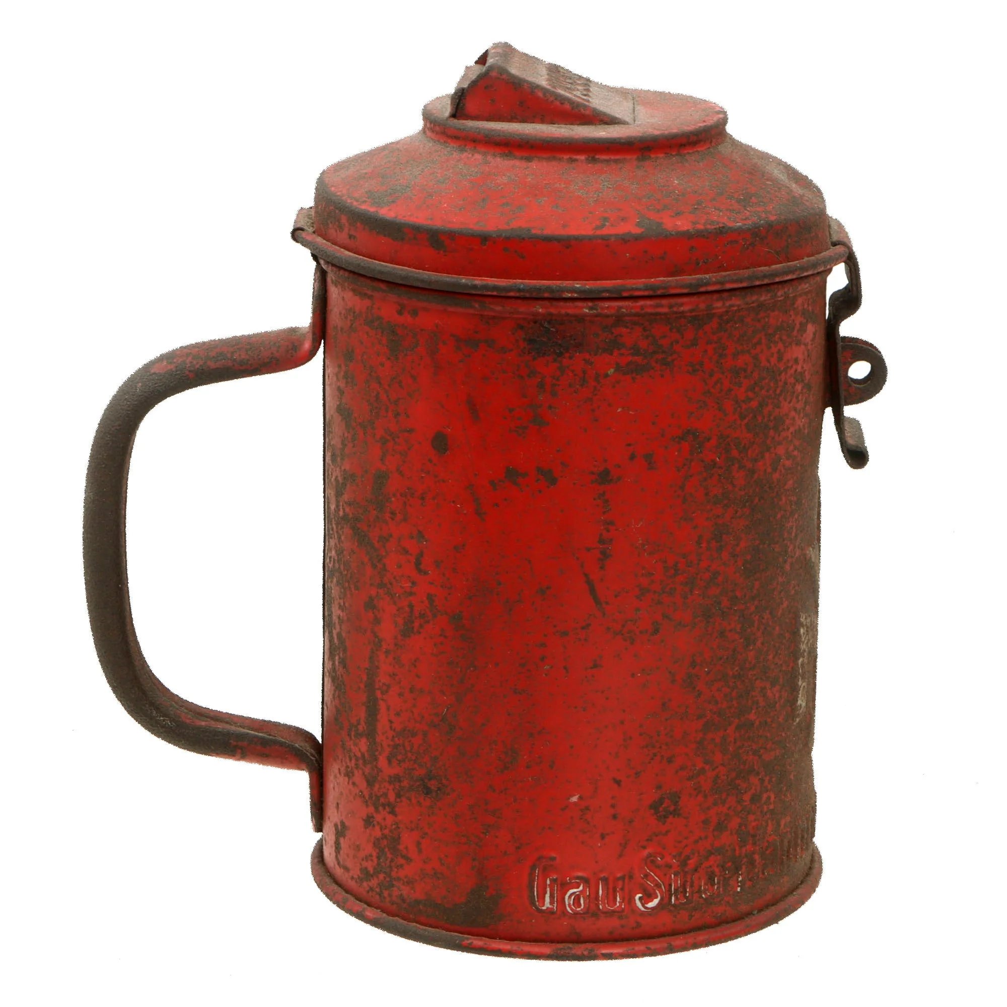 Original German WWII NSV Public Welfare Gau Süd Hannover–Braunschweig Donation Can by Westermann & Co Neheim-Ruhr with Side Handle — image 4