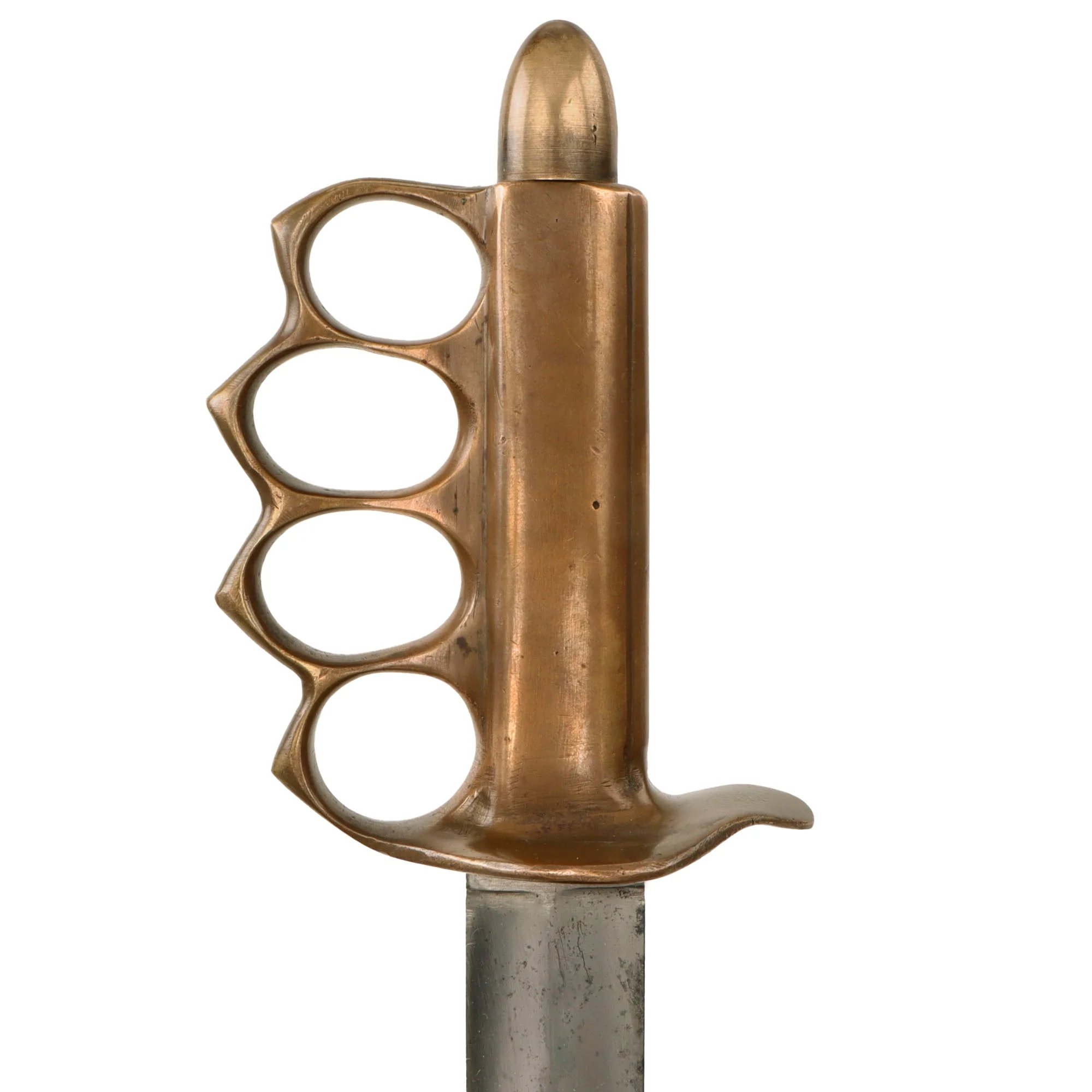 Original U.S. WWII Italian-Made M1918 Trench Knife Style Brass Knuckle Trench Knife with Blade Similar to M.V.S.N. Fighting Dagger & Recycled WWI Austro-Hungarian WWI Trench Knife Scabbard — image 5
