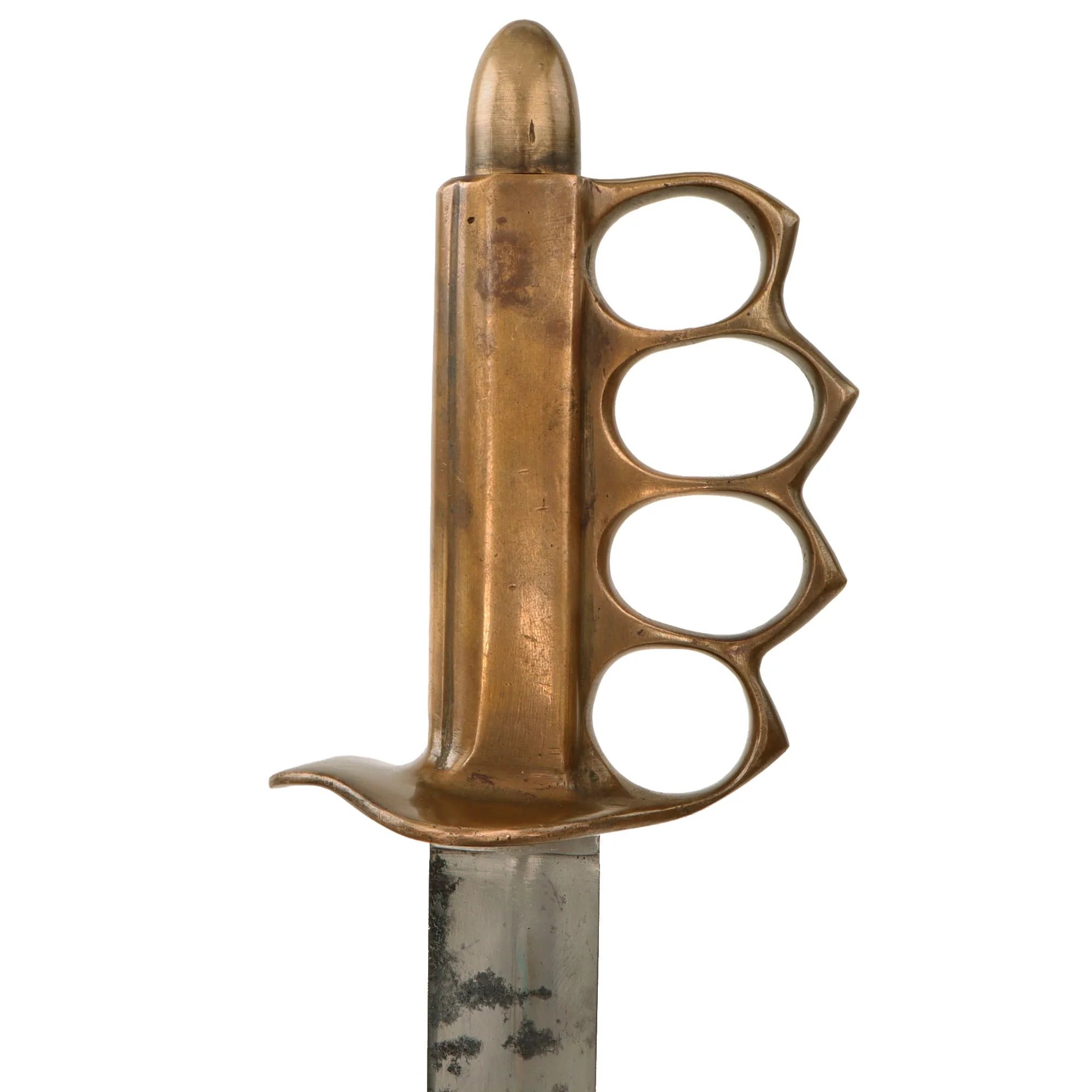 Original U.S. WWII Italian-Made M1918 Trench Knife Style Brass Knuckle Trench Knife with Blade Similar to M.V.S.N. Fighting Dagger & Recycled WWI Austro-Hungarian WWI Trench Knife Scabbard — image 8