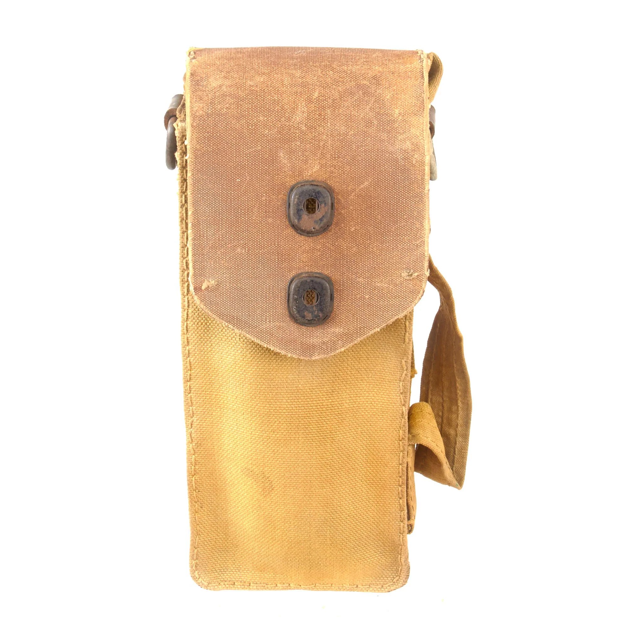 Original Imperial Japanese WWII Japanese Army Type 96/99 Light Machine Gun Magazine Pouch with Late War Rubberized Canvas Lid & Reinforcements — image 10