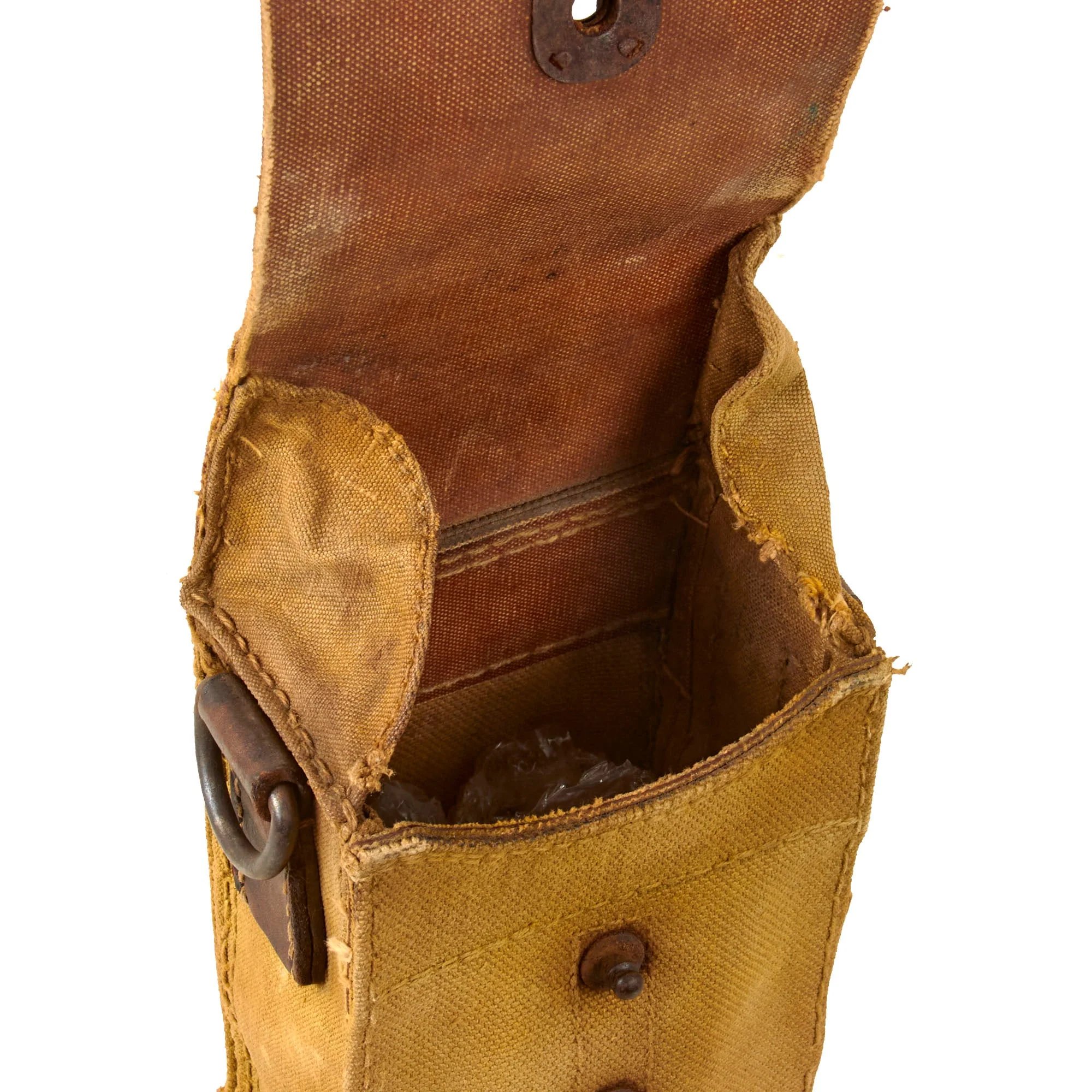 Original Imperial Japanese WWII Japanese Army Type 96/99 Light Machine Gun Magazine Pouch with Late War Rubberized Canvas Lid & Reinforcements — image 5