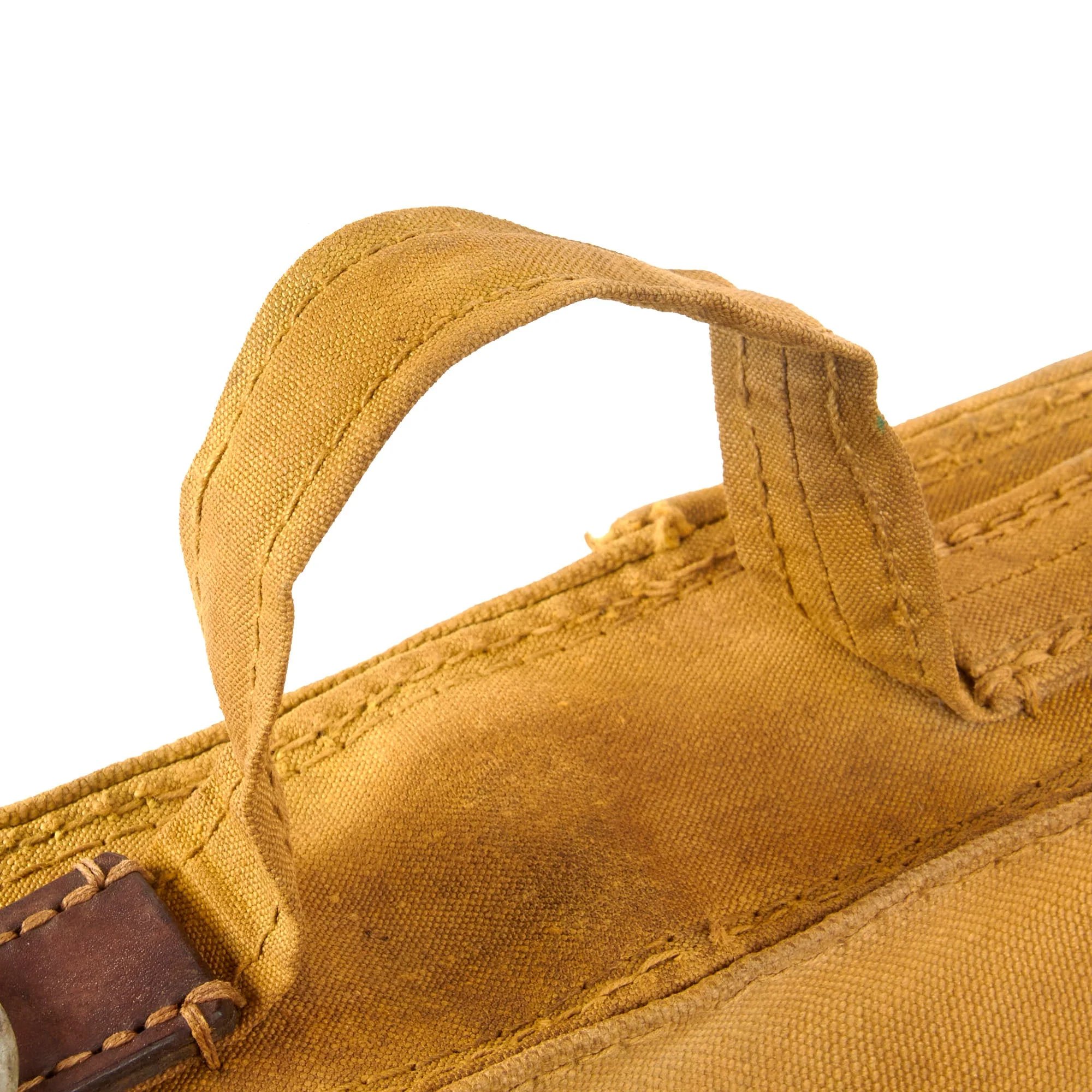 Original Imperial Japanese WWII Japanese Army Type 96/99 Light Machine Gun Magazine Pouch with Late War Rubberized Canvas Lid & Reinforcements — image 7