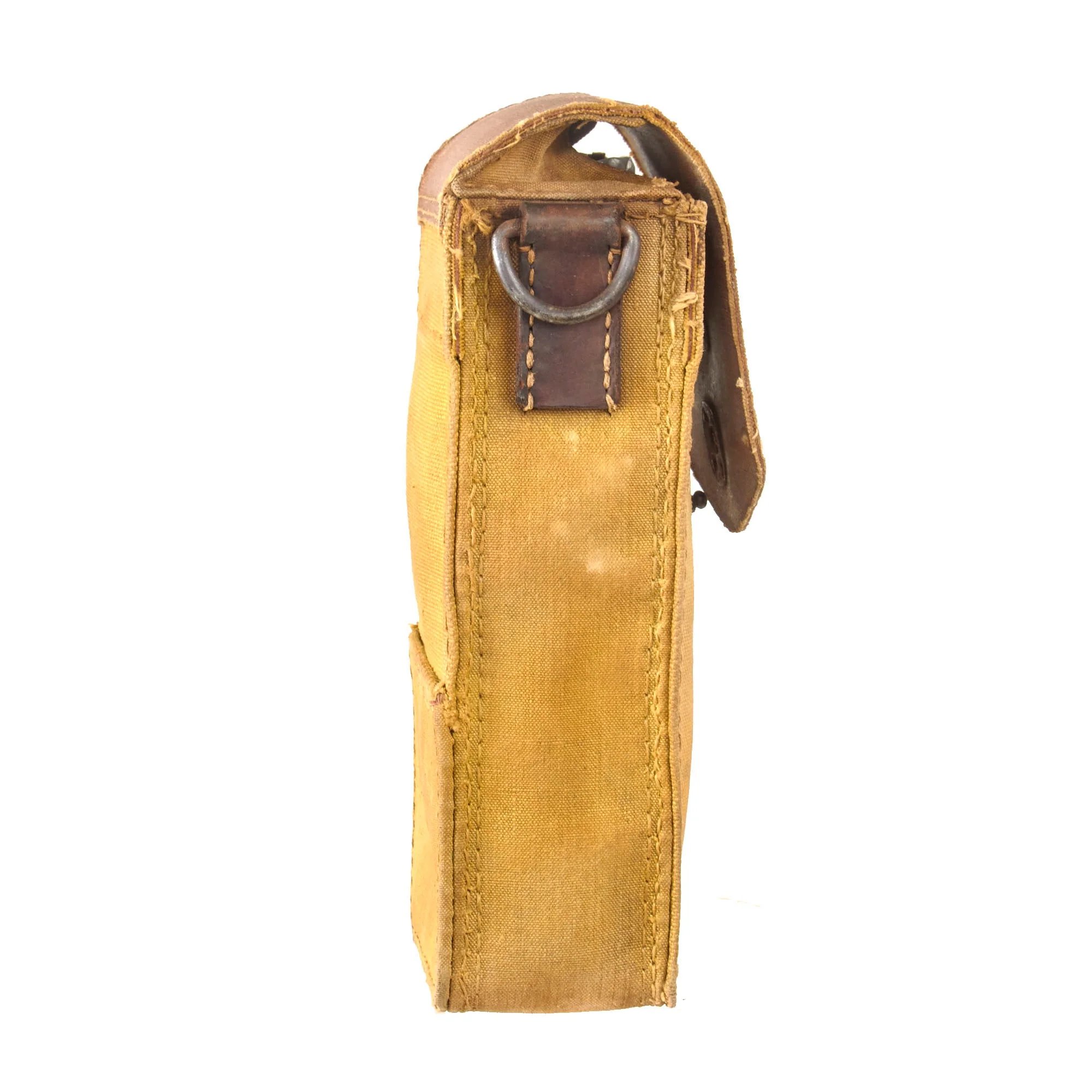 Original Imperial Japanese WWII Japanese Army Type 96/99 Light Machine Gun Magazine Pouch with Late War Rubberized Canvas Lid & Reinforcements — image 8