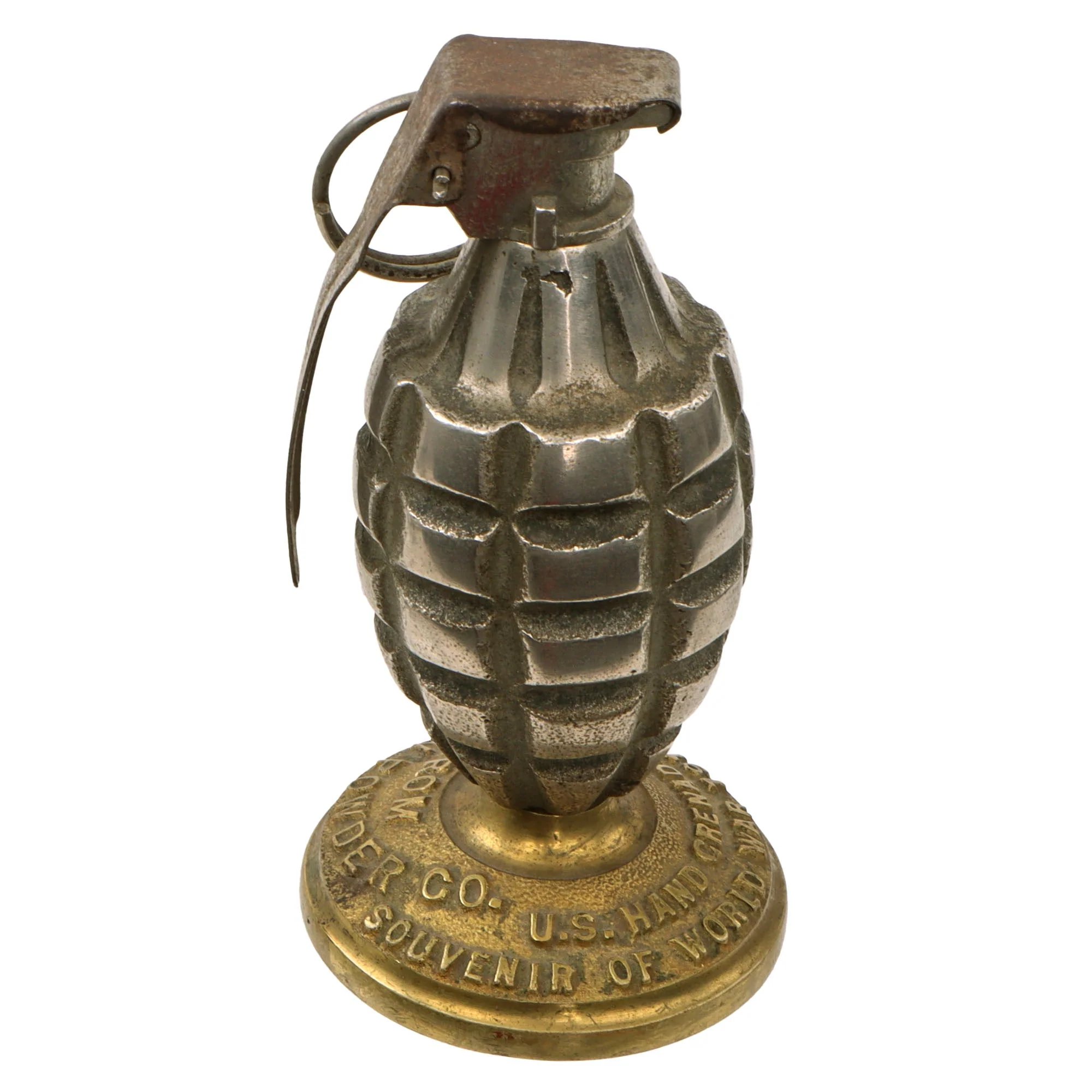 Original U.S. WWI Inert Early Mk. II Grenade with Cutback Fuze on Base Commemorating the Wartime Production Effort of the Trojan Powder Company — image 6
