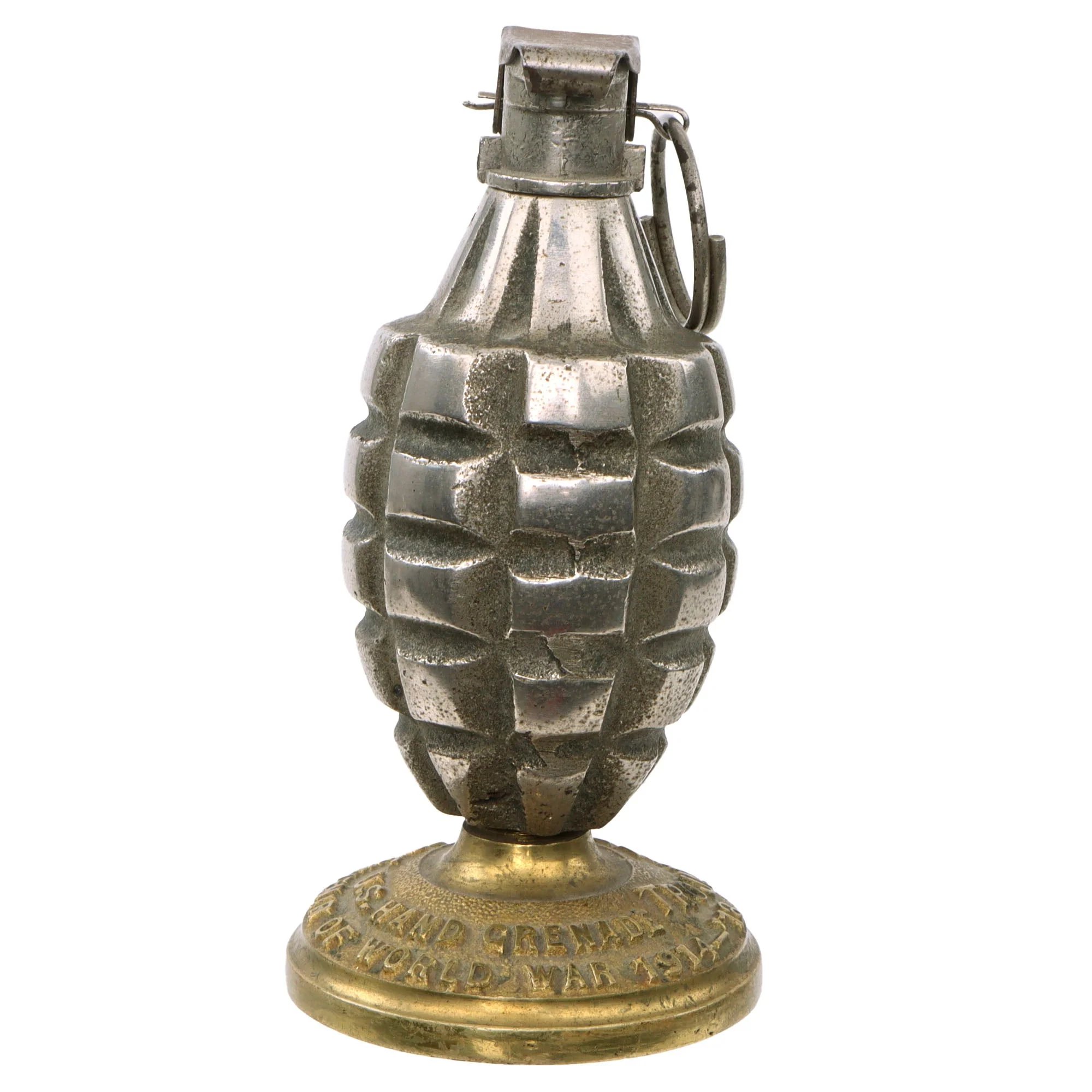 Original U.S. WWI Inert Early Mk. II Grenade with Cutback Fuze on Base Commemorating the Wartime Production Effort of the Trojan Powder Company — image 7