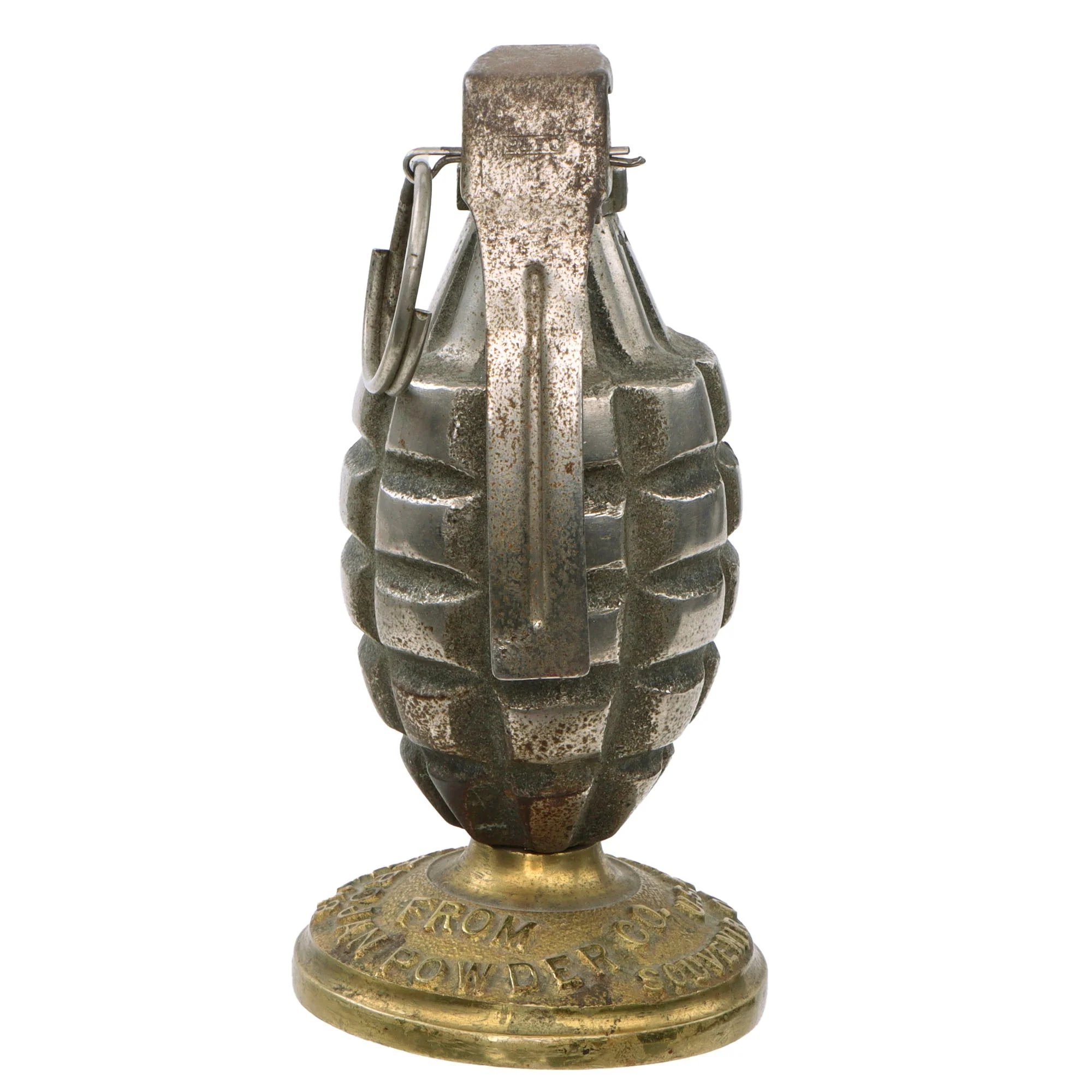 Original U.S. WWI Inert Early Mk. II Grenade with Cutback Fuze on Base Commemorating the Wartime Production Effort of the Trojan Powder Company — image 8
