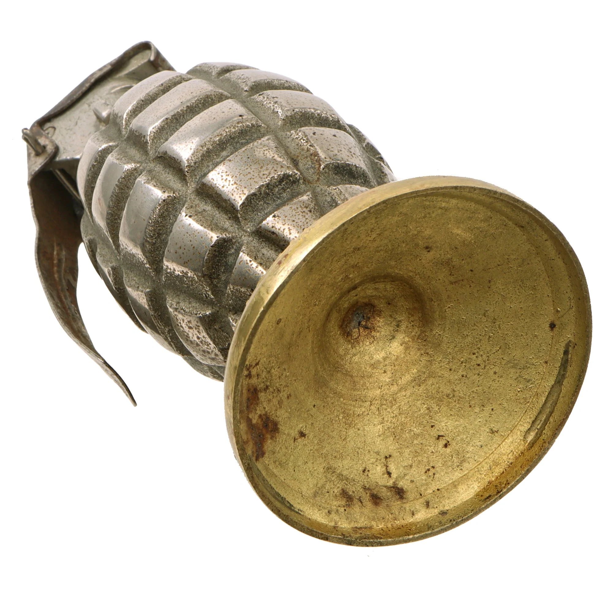 Original U.S. WWI Inert Early Mk. II Grenade with Cutback Fuze on Base Commemorating the Wartime Production Effort of the Trojan Powder Company — image 9
