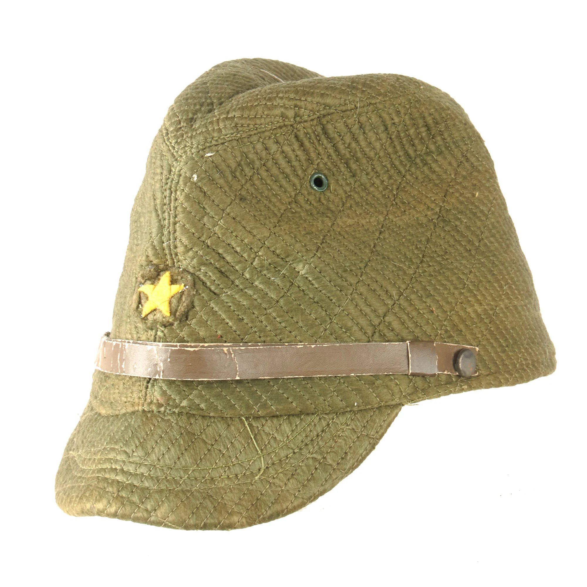 Original Japanese WWII Imperial Japanese Army Enlisted Men's Quilted Forage Cap - Likely Army, Possibly Civilian Employee — image 3
